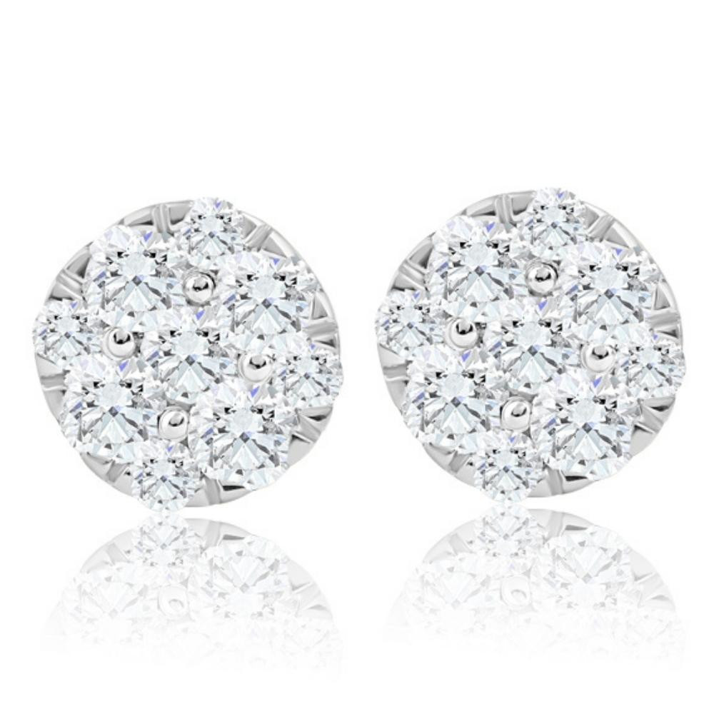 1/2Ct TW Round Cut Diamond Pave Studs Lab Grown 10k Yellow Gold Earrings (G-H, VS)