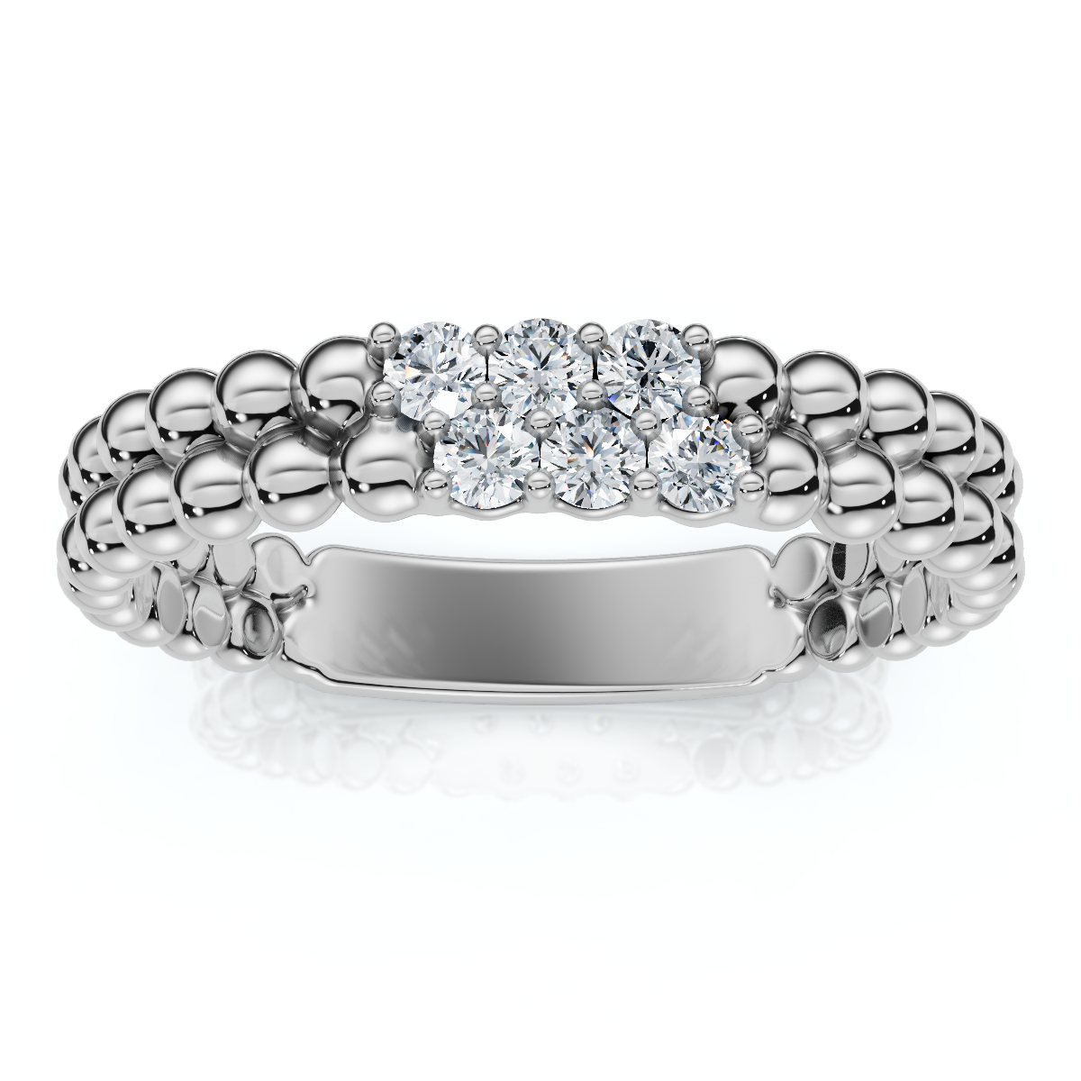 Two Row Beaded Diamond Stackable Ring 14k Gold or Platinum Lab Grown (E-F, VS)