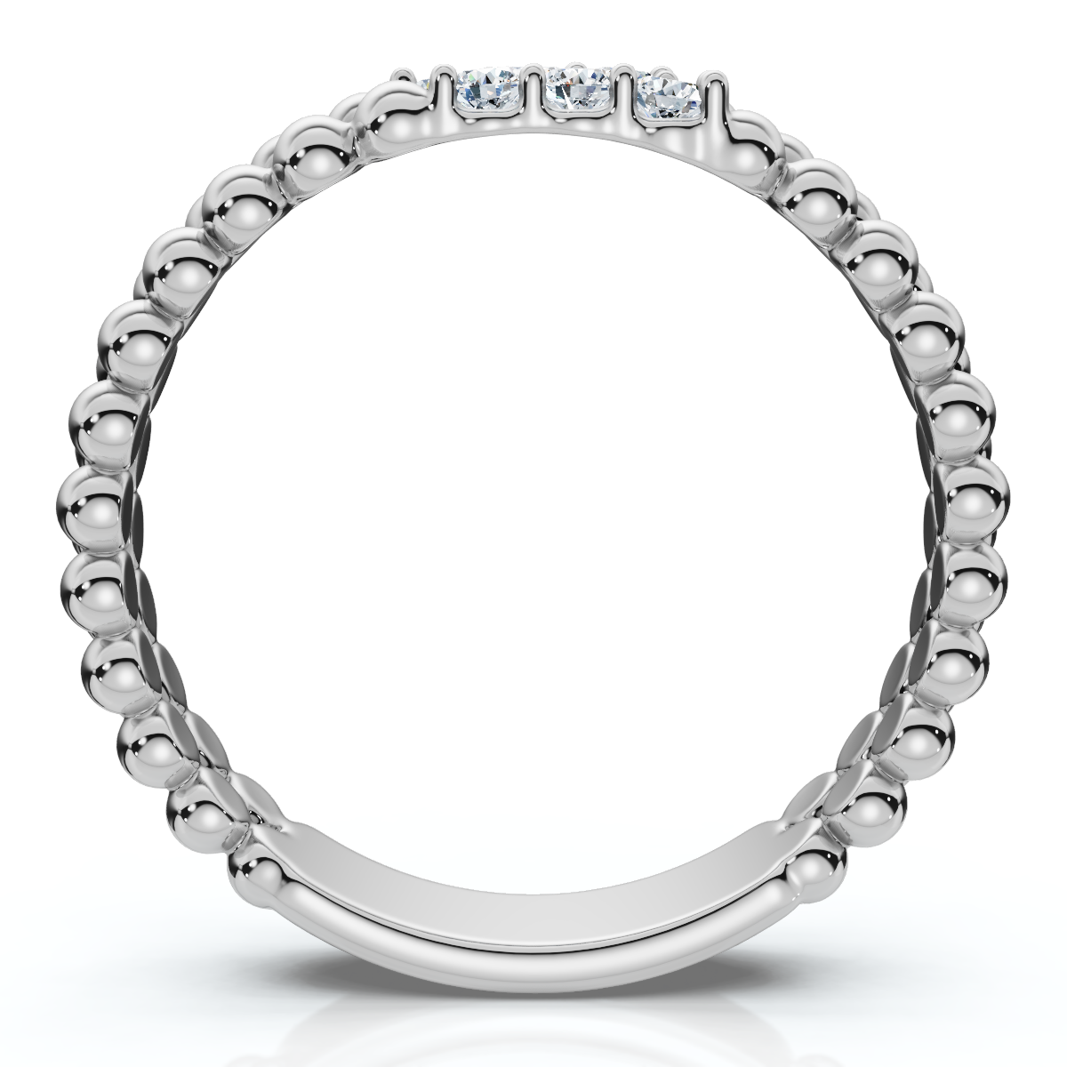 Two Row Beaded Diamond Stackable Ring 14k Gold or Platinum Lab Grown (E-F, VS)