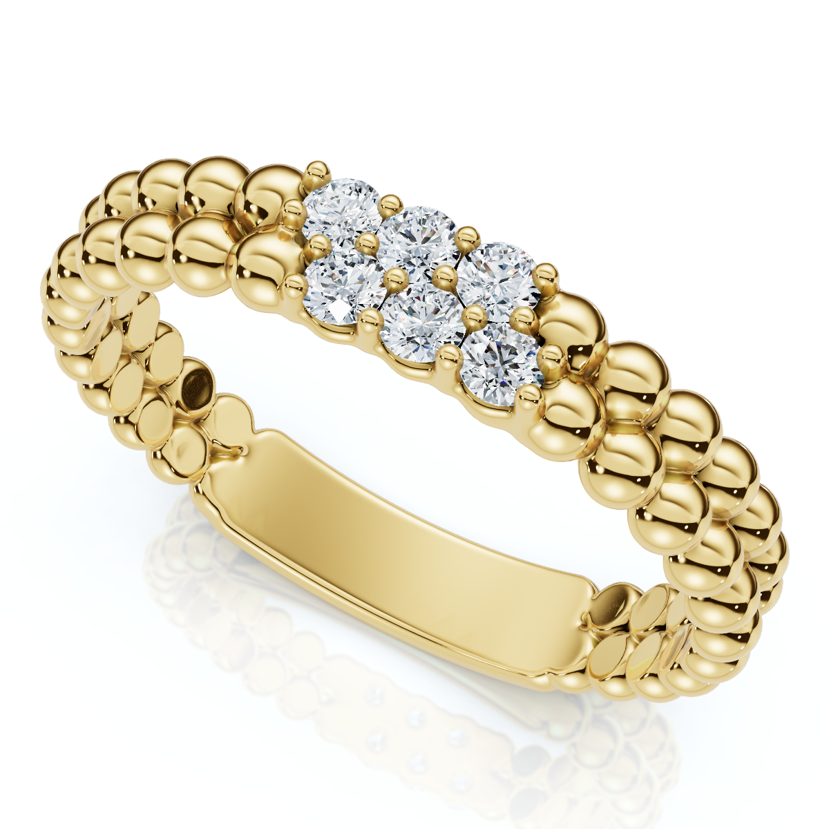 Two Row Beaded Diamond Stackable Ring 14k Gold or Platinum Lab Grown (E-F, VS)