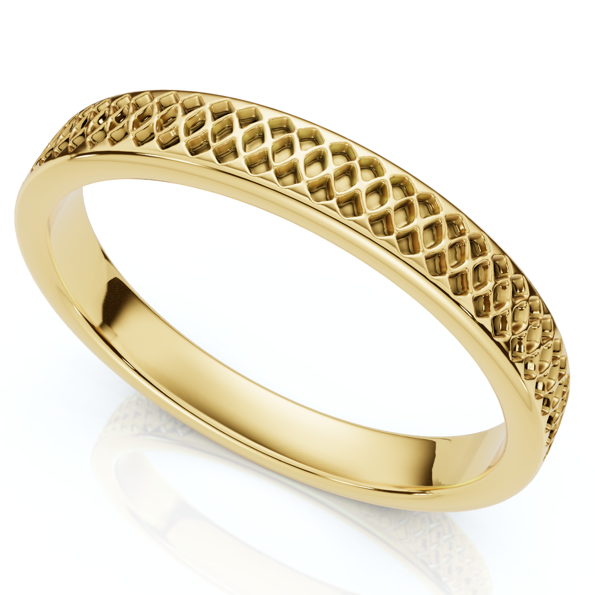 Slim Criss-Cross Stackable Band 14k Gold or Platinum