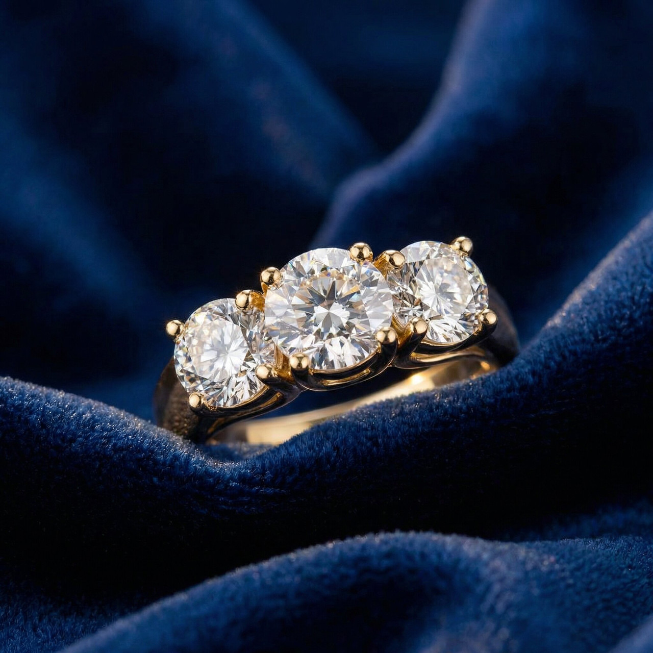 3ct Diamond Three Stone Wedding Anniversary Ring 14k Yellow Gold (G-H, I1)