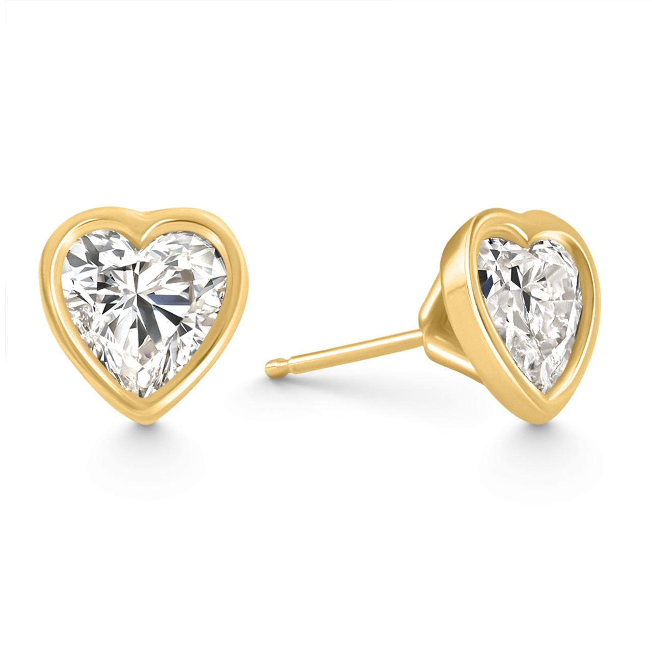 2Ct TW Heart Shape Diamond Bezel Stud Earrings 14k Gold Lab Grown (F-G, VS) 2Ct TW Heart Shape Diamond Bezel Stud Earrings 14k Gold Lab Grown (F-G, VS)