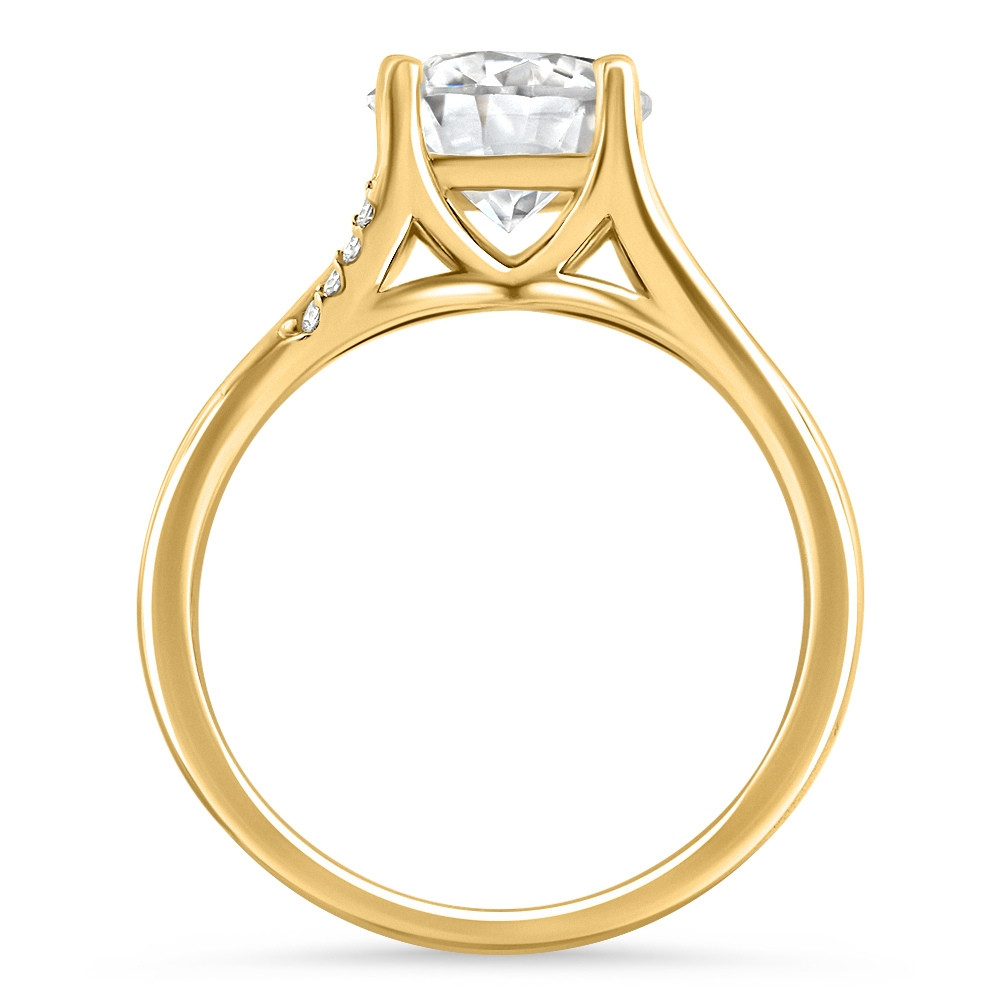 8mm Moissanite & Diamond Ring 14k Gold Lab Grown (E-F, VS)