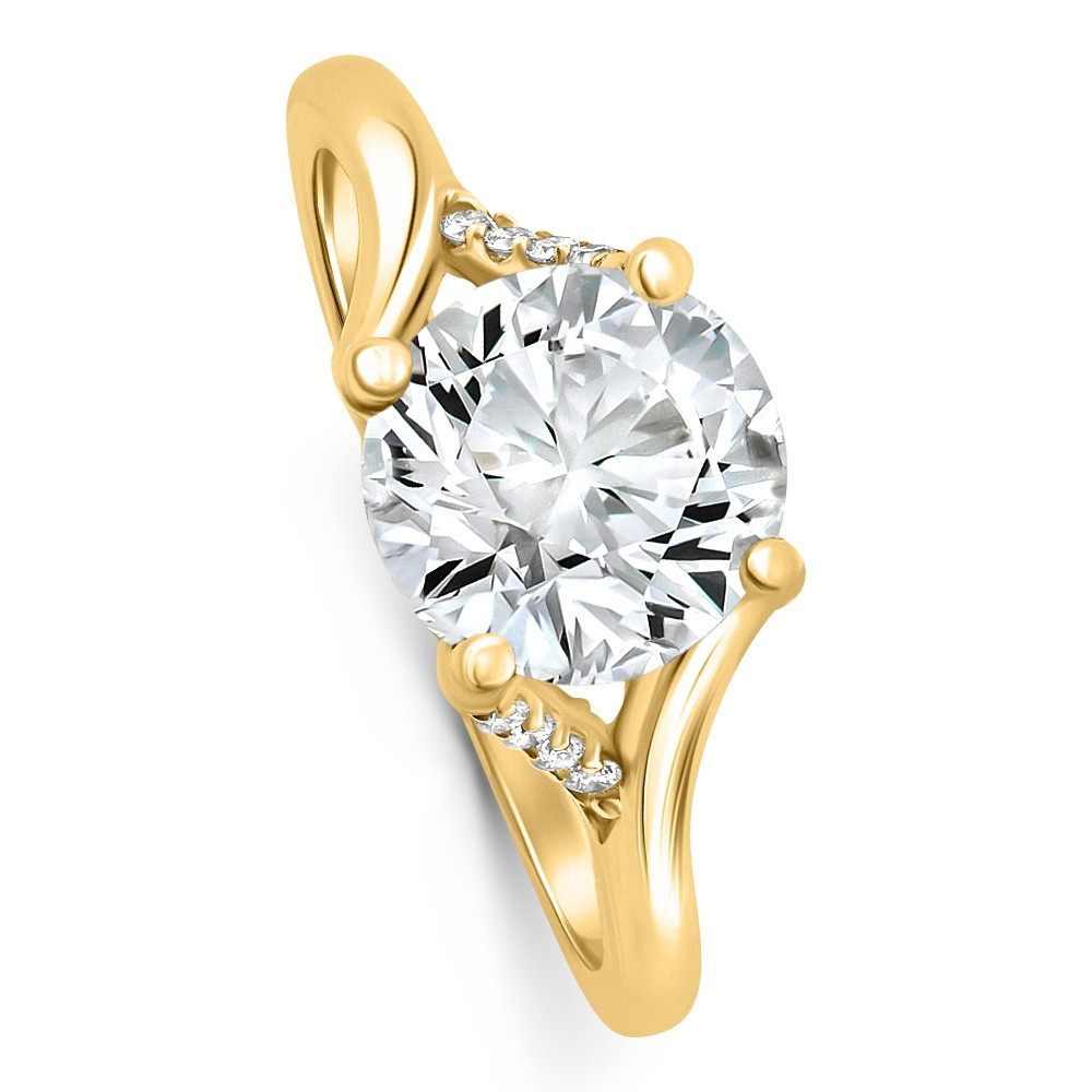 8mm Moissanite & Diamond Ring 14k Gold Lab Grown (E-F, VS)