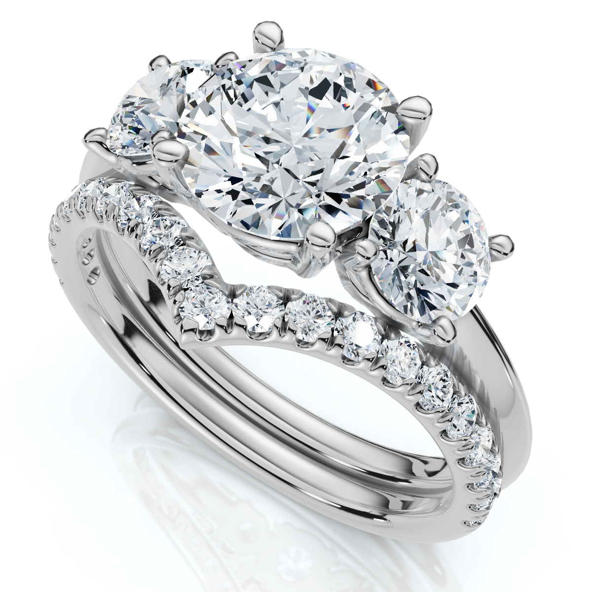 Certified 2 1/2Ct Athena Engagement & Wedding Ring Set 14k Gold or Pt Lab Grown (E-F, VS)