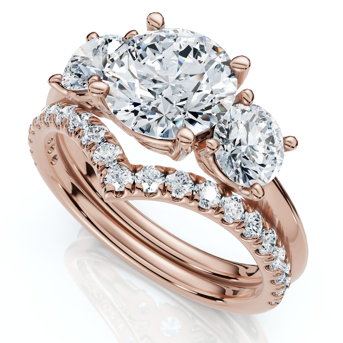 Certified 2 1/2Ct Athena Engagement & Wedding Ring Set 14k Gold or Pt Lab Grown (E-F, VS)