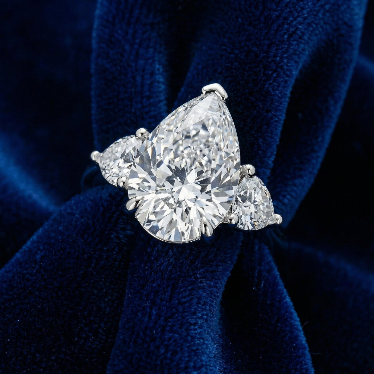 Certified 3.40Ct Pear & Heart  Engagement Ring 14k Gold or Platinum Lab Grown (F-G, VS)