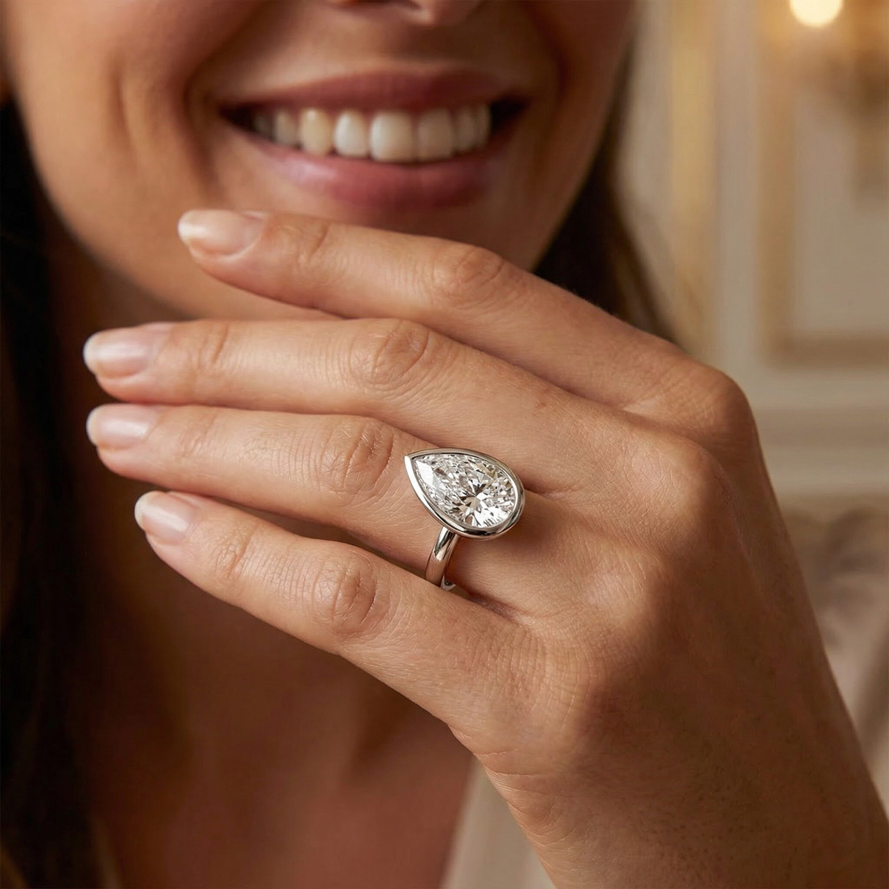 Certified 2Ct Pear Solitaire Diamond Engagement Ring 14k Gold or Pt Lab Grown (F-G, VS)