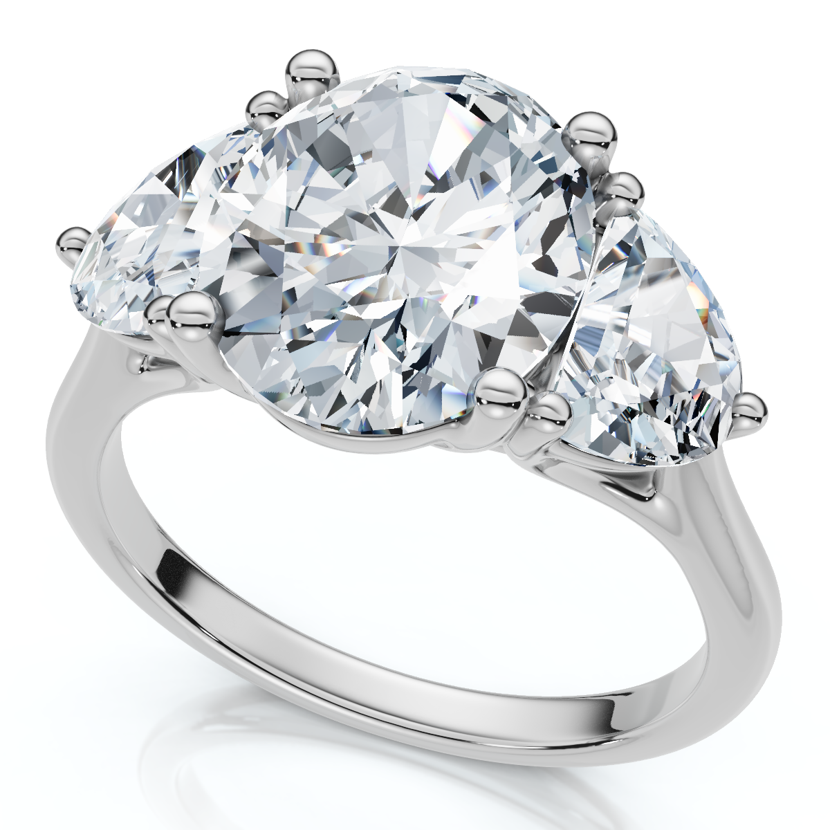 Certified 3Ct Oval Trilogy Diamond Engagement Ring 14k Gold or Pt Lab Grown (F-G, VS)