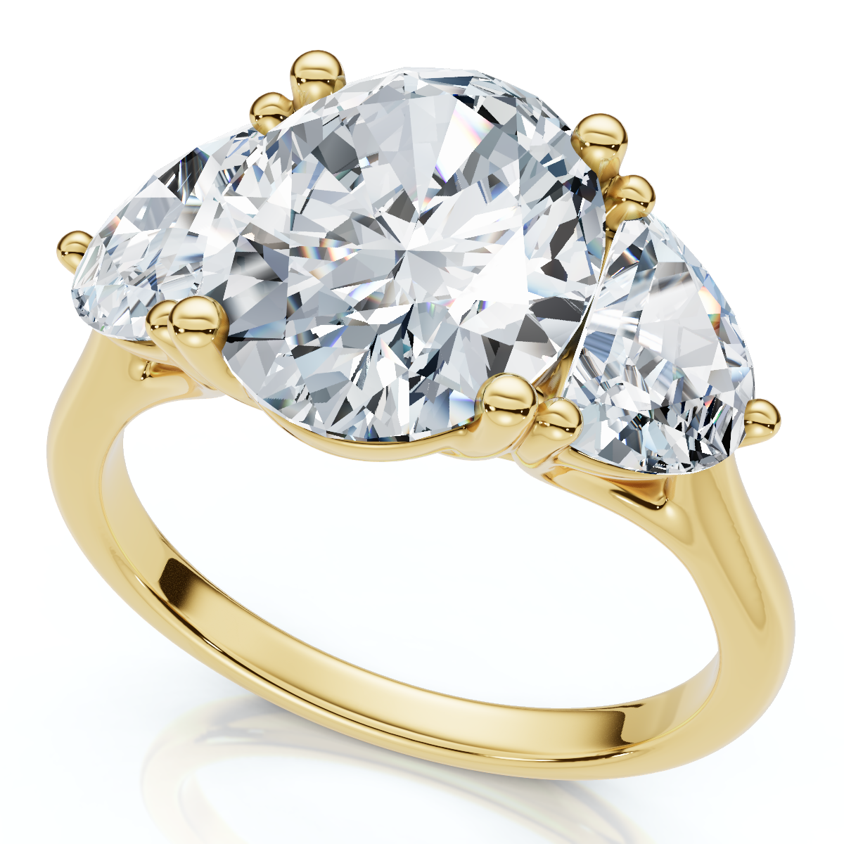 Certified 3Ct Oval Trilogy Diamond Engagement Ring 14k Gold or Pt Lab Grown (F-G, VS)