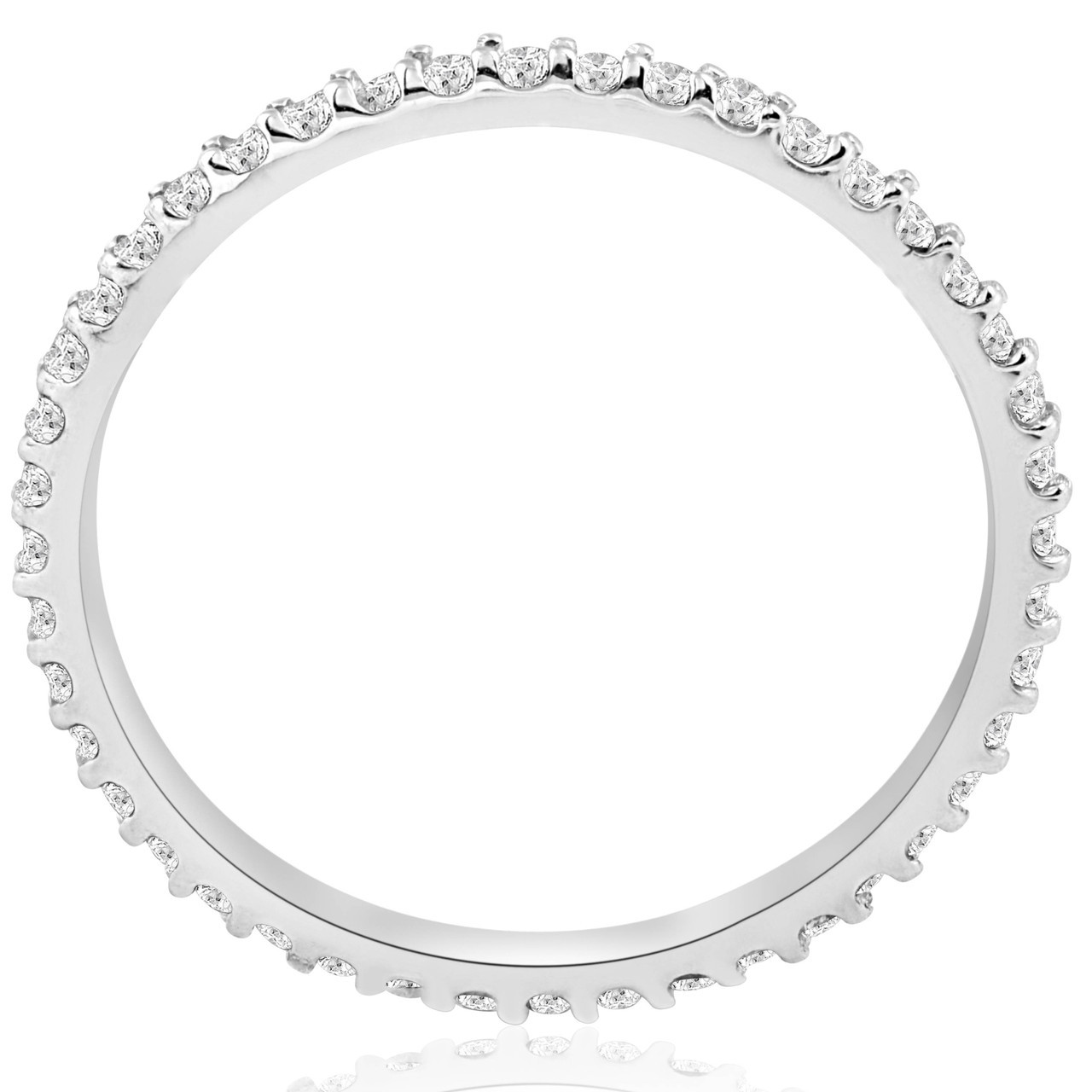 1/2 Ct Diamond Eternity Wedding Stackable Ring 14K White Gold 1.7mm Wide (H-I, I2-I3)