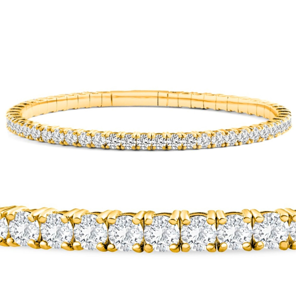 3Ct Flexible Round Cut Diamond Bangle Tennis Bracelet Lab Grown 14k Yellow Gold (F-G, VS)