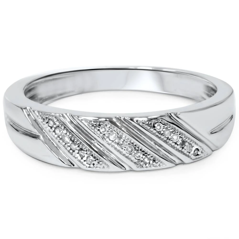 1/5ct Mens Diamond Ring 10K White Gold (H-I, I1)
