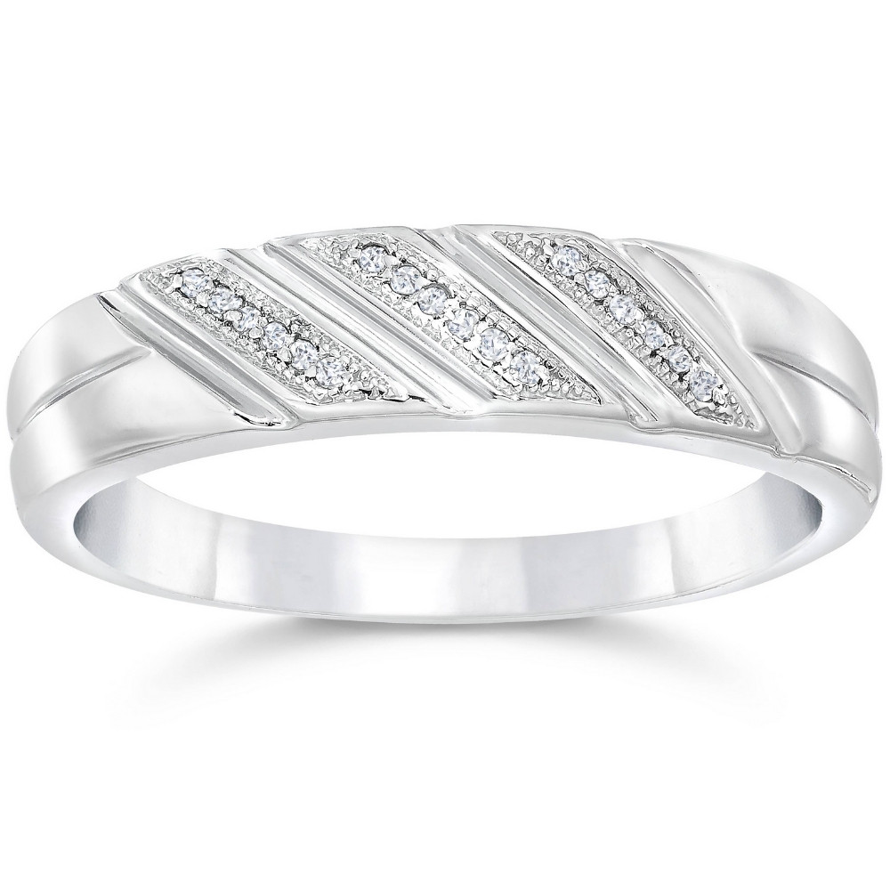 1/5ct Mens Diamond Ring 10K White Gold (H-I, I1)