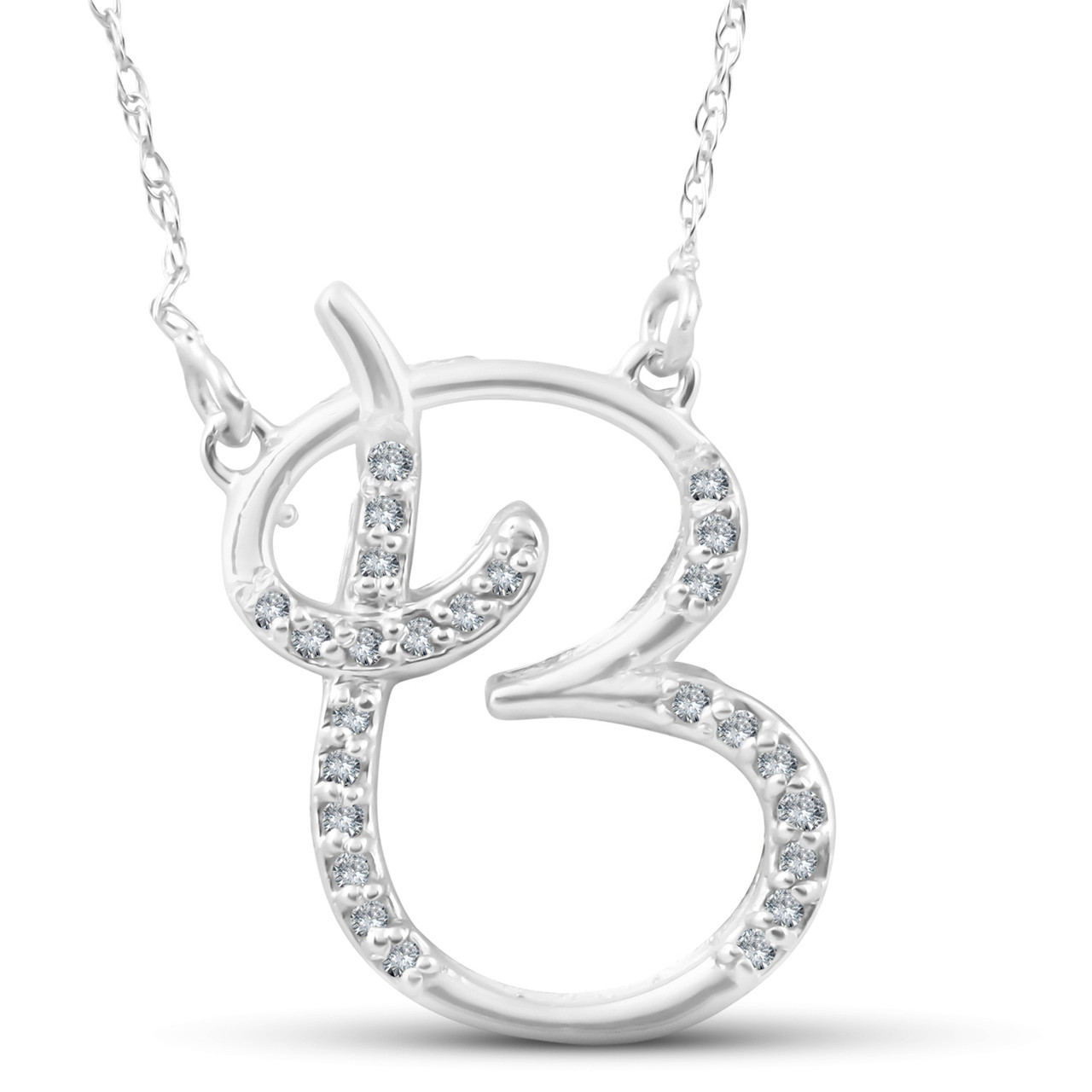 Buy 14k Yellow Gold Diamond Script Initial Letter B Pendant Necklace, 16