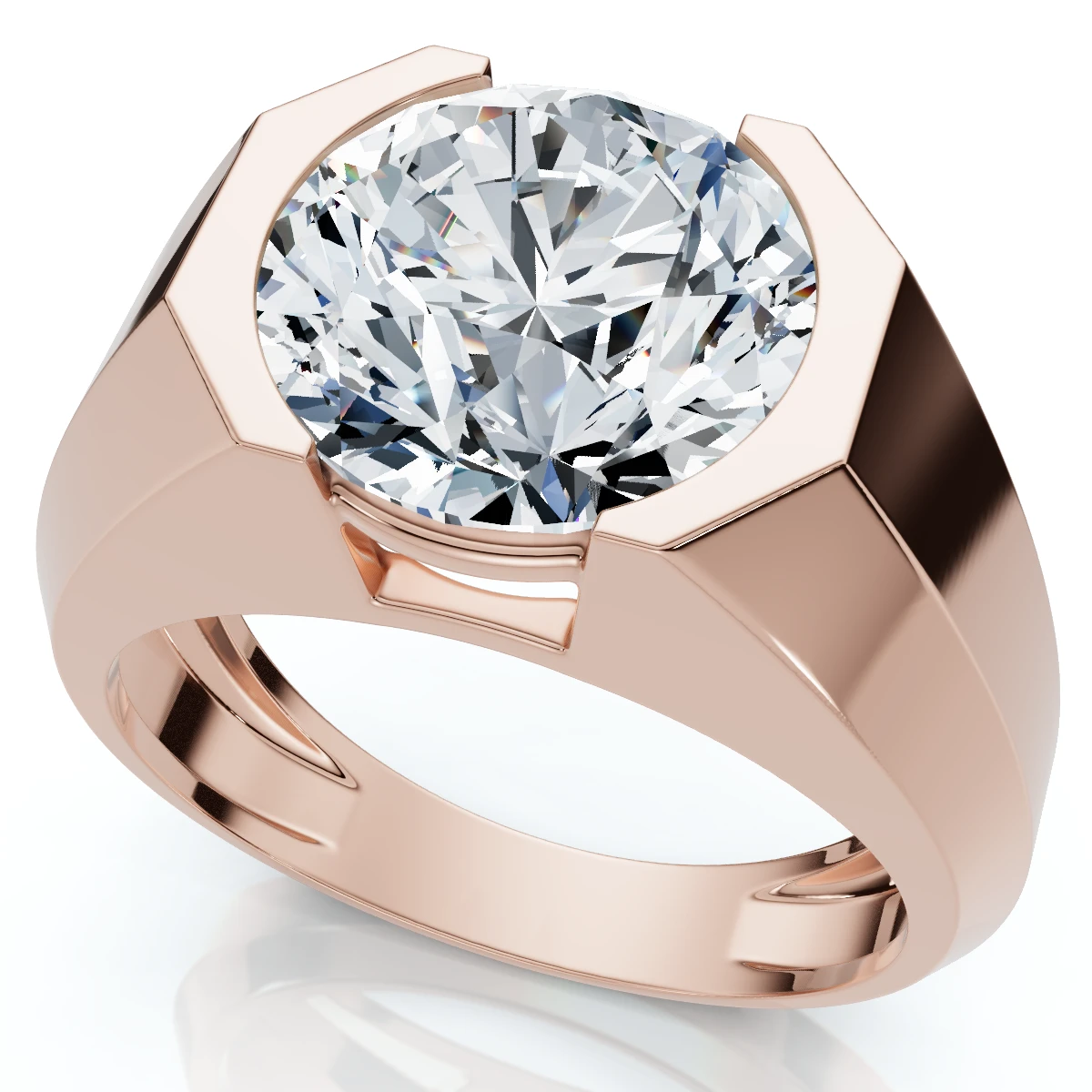 Certified 5 Ct Elon Signature Men's Bezel Diamond Ring Lab Grown (F-G, VS)