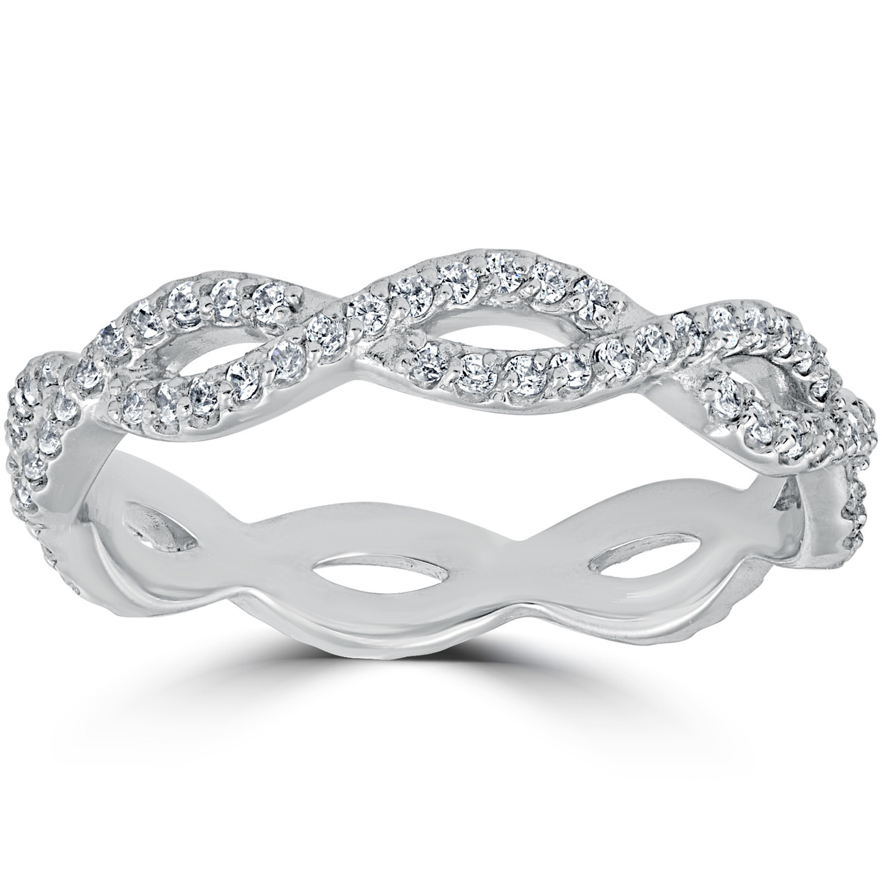 3/8 cttw Diamond Infinity Eternity Wedding Ring Stackable Band 14k White Gold (G-H, I1)