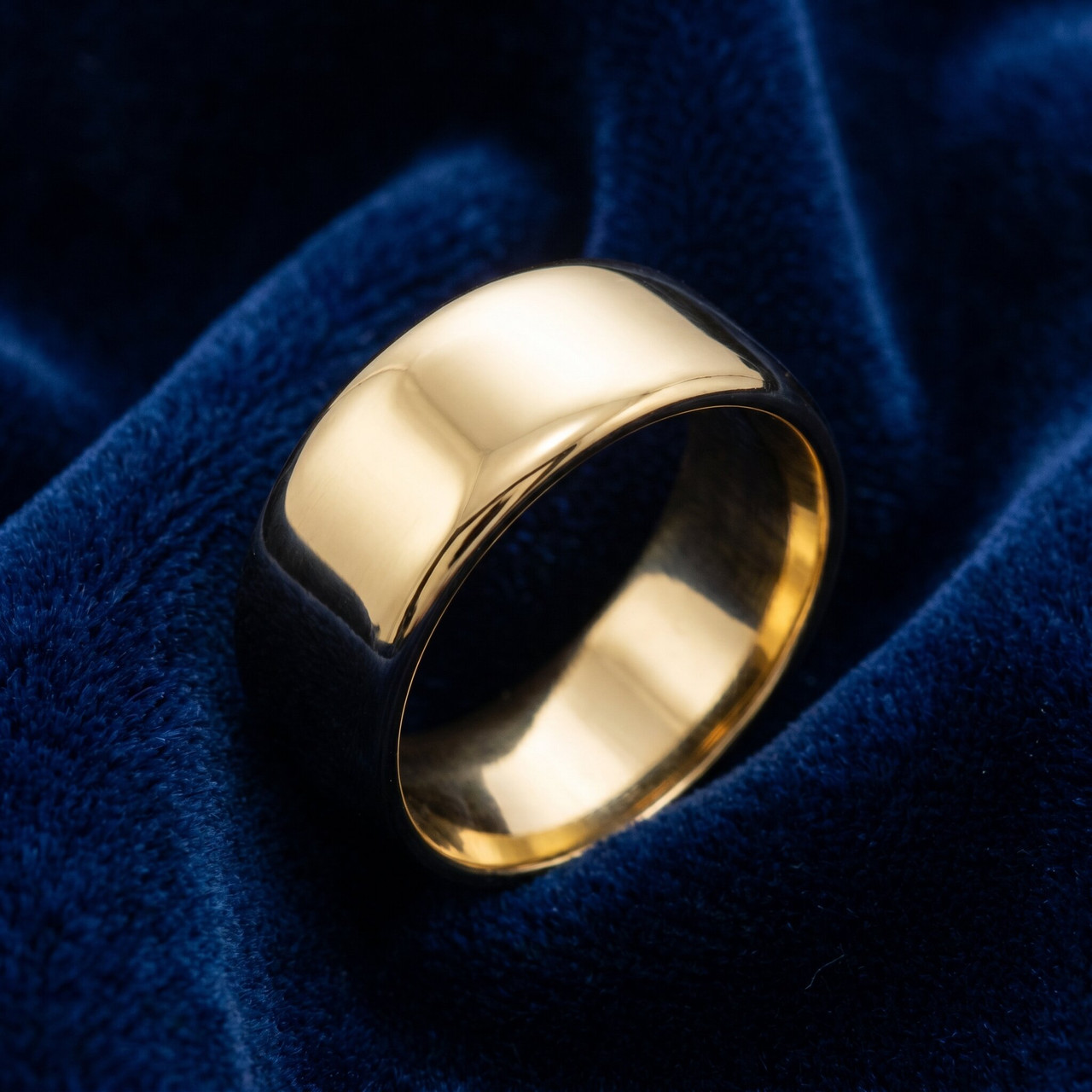 9mm Dome High Polished Wedding Band 10K Yellow Gold