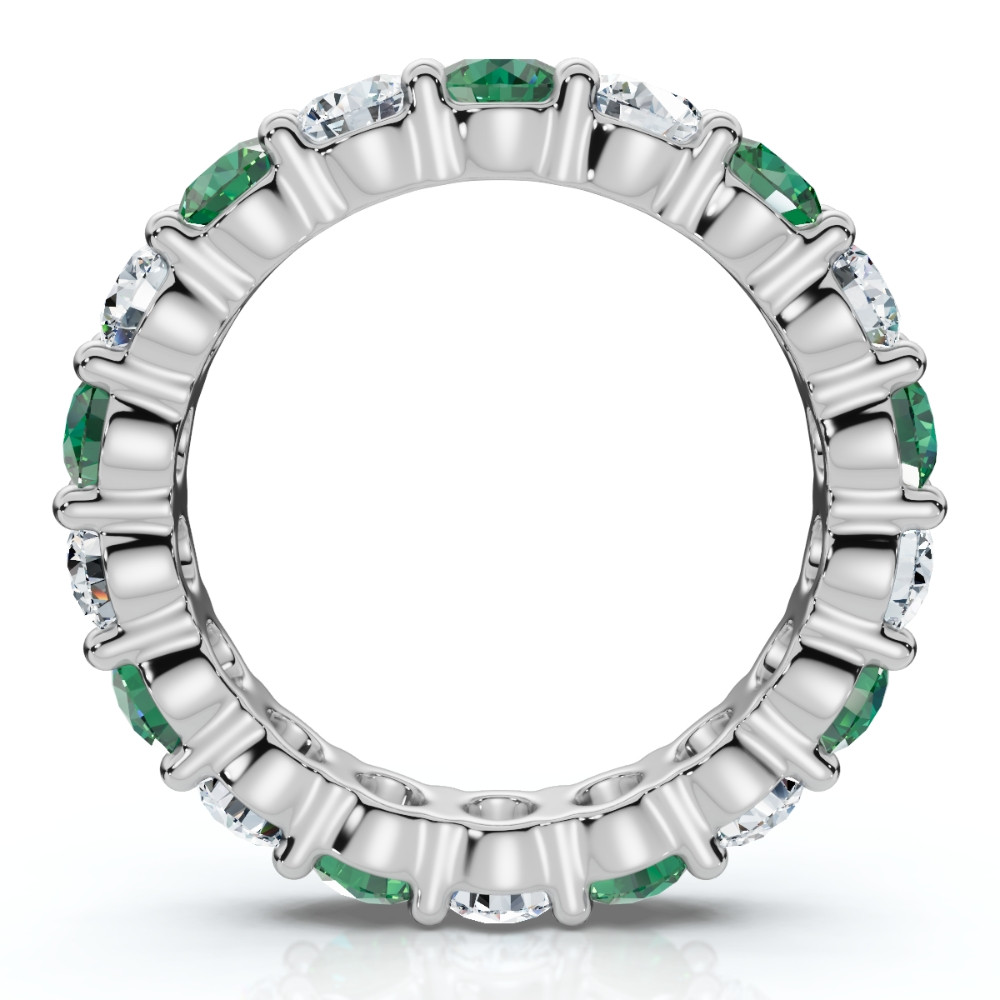 3Ct Green Emerald & Diamond Eternity Ring