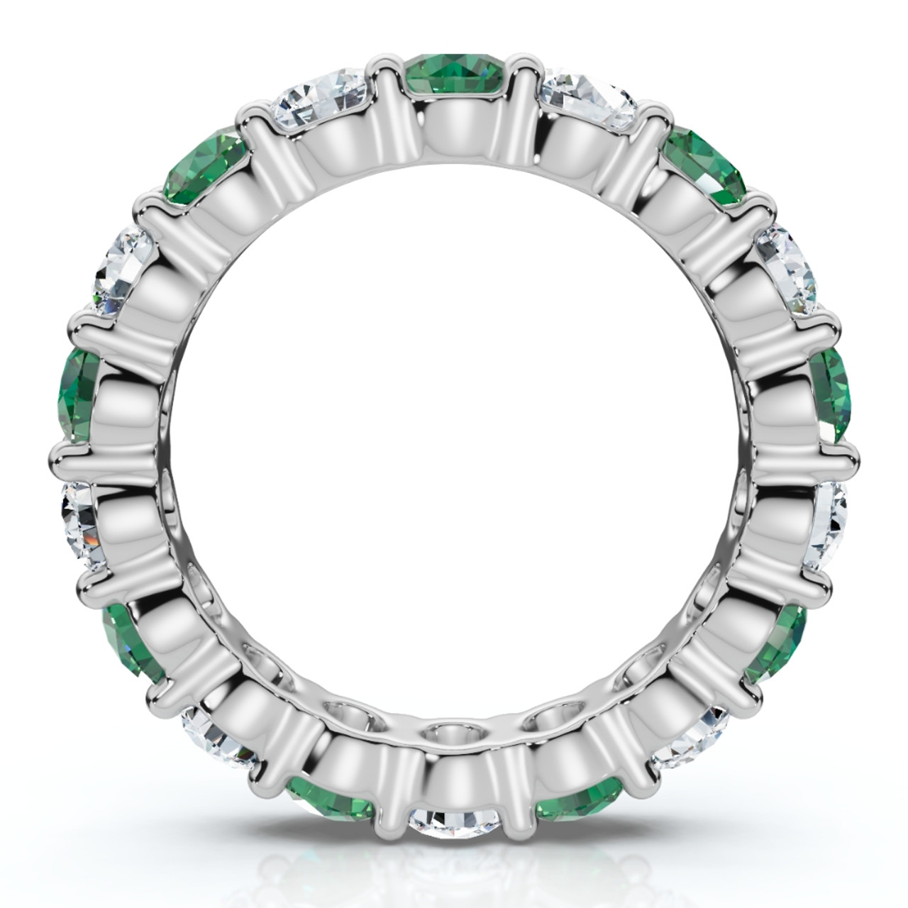 3Ct Green Emerald & Diamond Eternity Ring 14k Gold or Platinum Lab Grown (E-F, VS)