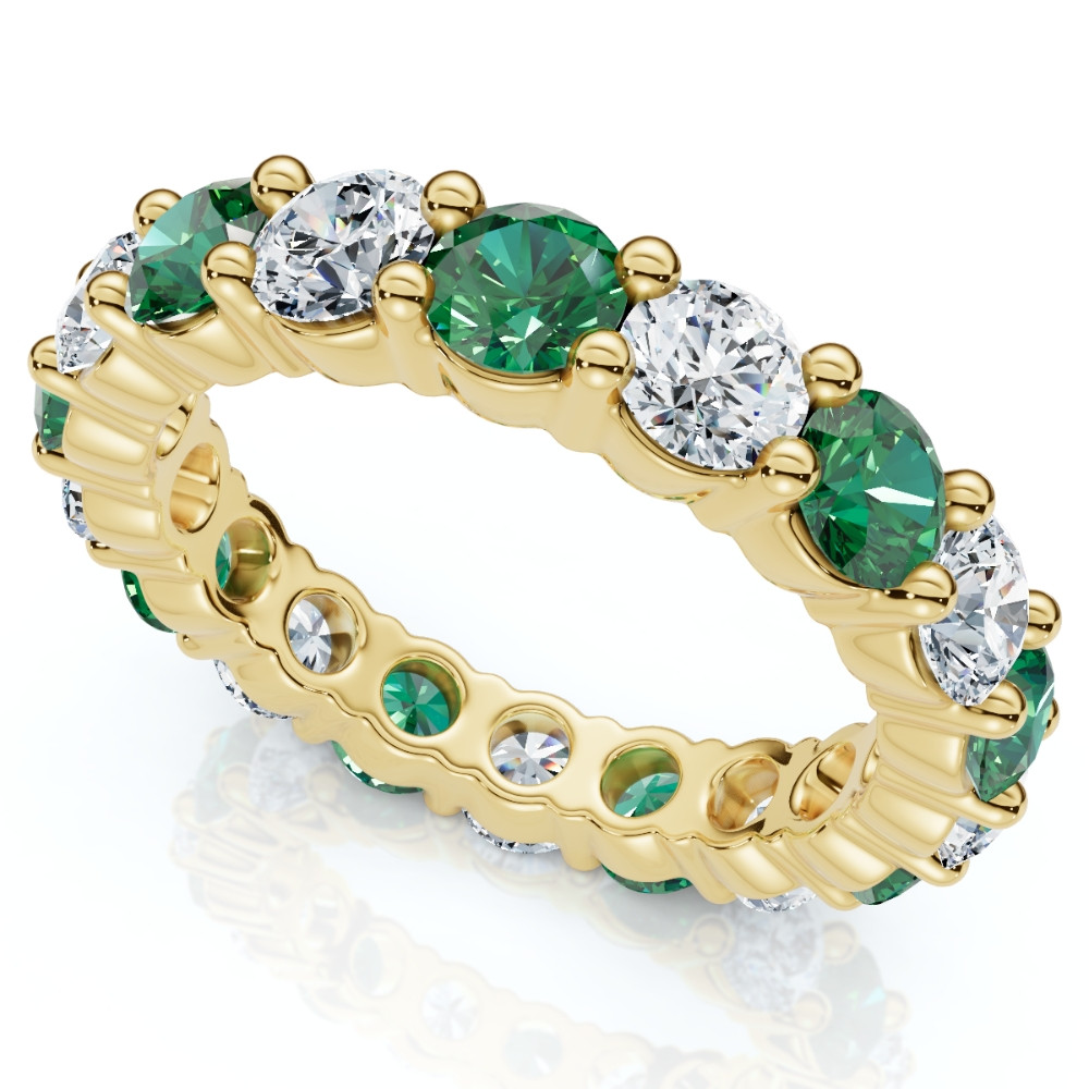 3Ct Green Emerald & Diamond Eternity Ring 14k Gold or Platinum Lab Grown (E-F, VS)