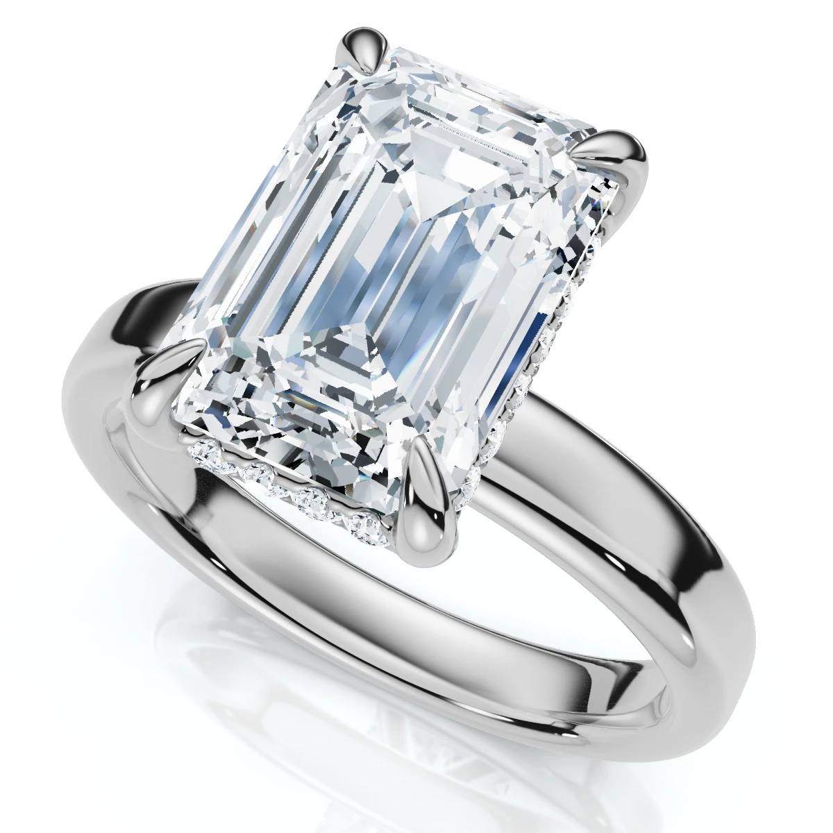 Certified 2.60Ct Emerald Cut Hidden Halo Diamond Engagement Ring Gold Lab Grown (E-F, VS)