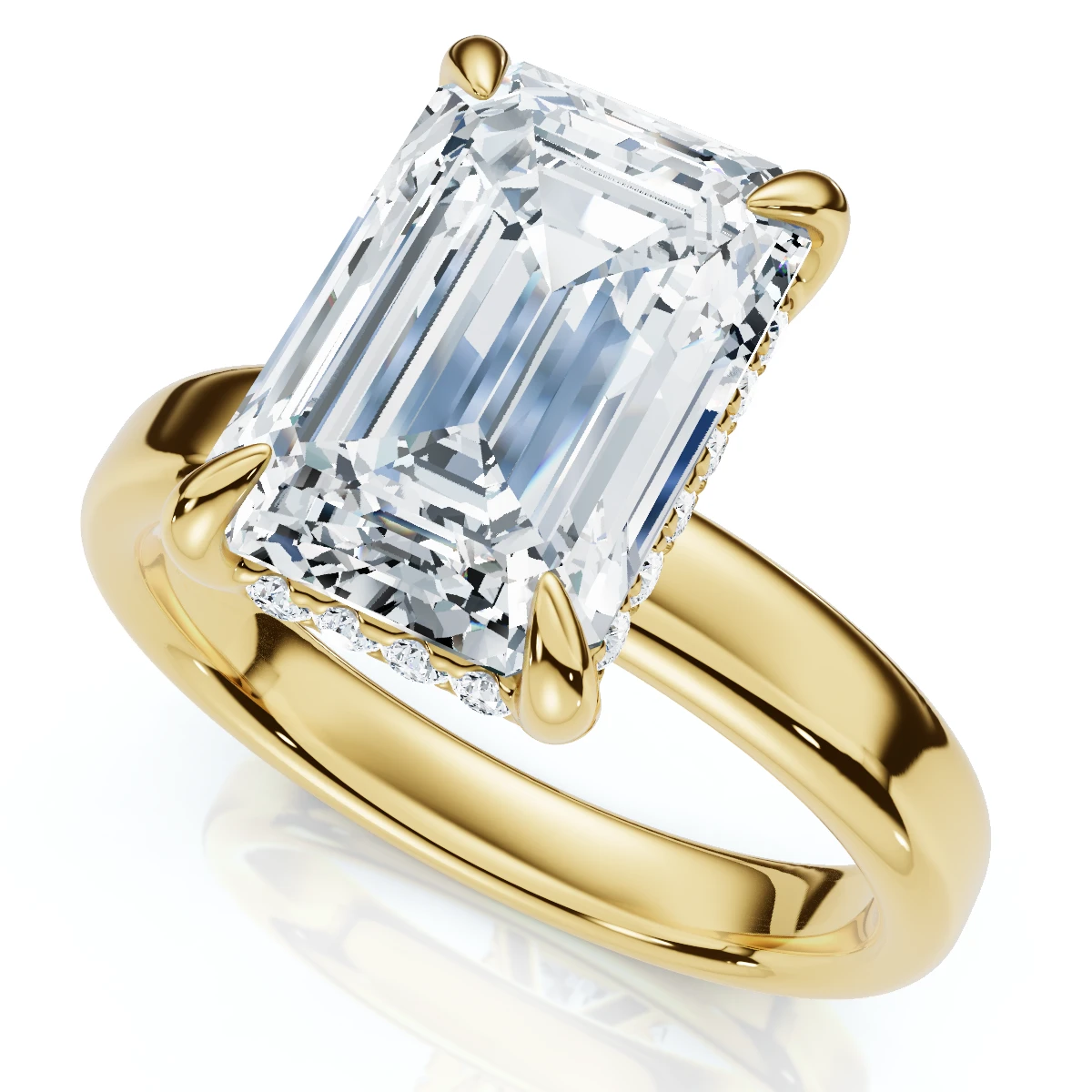 Certified 2.60Ct Emerald Cut Hidden Halo Diamond Engagement Ring Gold Lab Grown (E-F, VS)