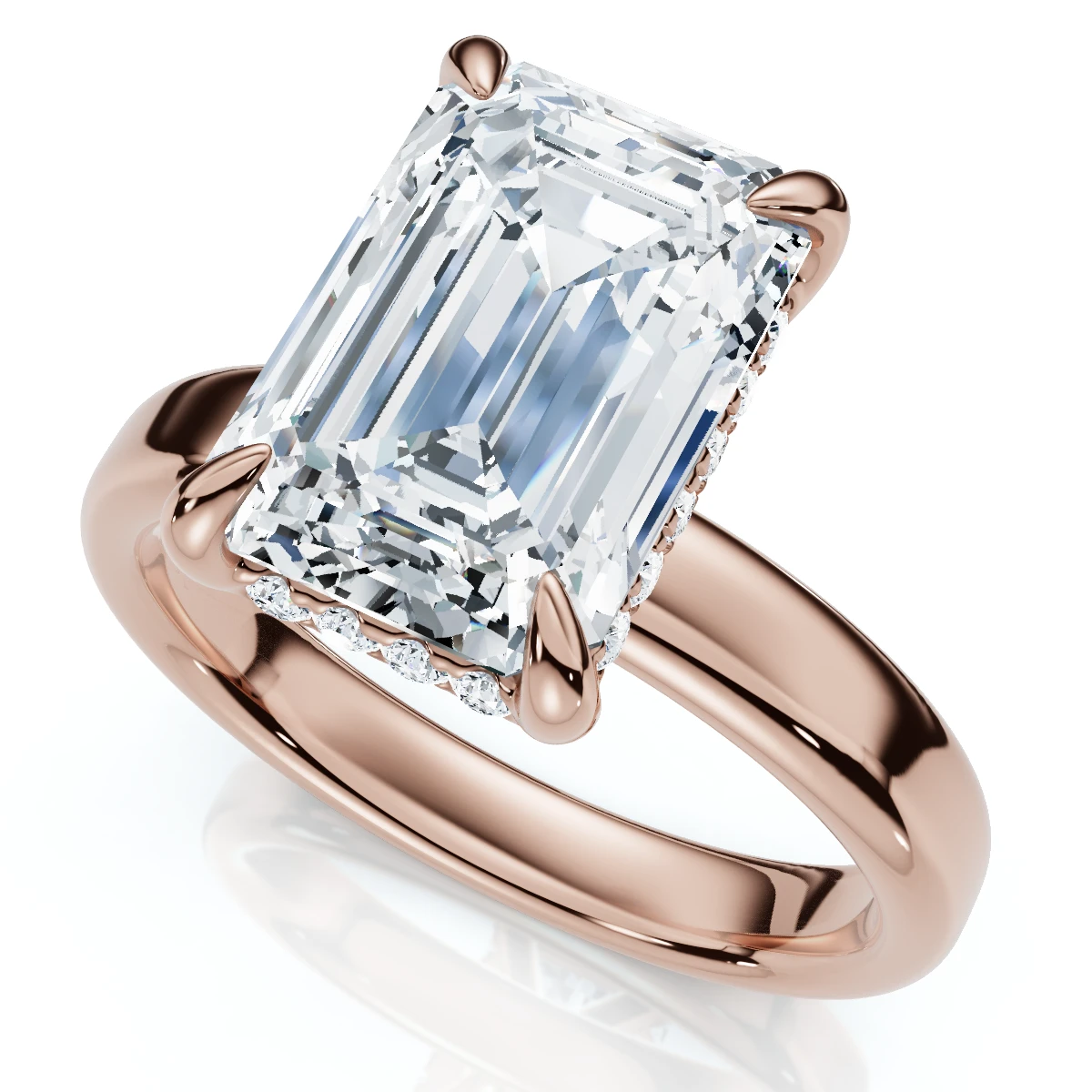 Certified 2.60Ct Emerald Cut Hidden Halo Diamond Engagement Ring Gold Lab Grown (E-F, VS)