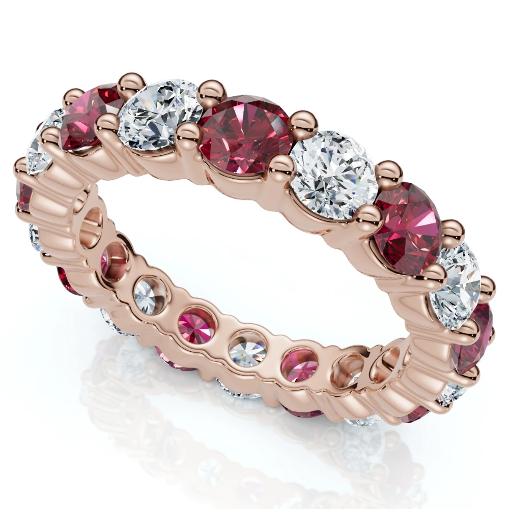 3Ct Ruby & Diamond Eternity Ring 14k Gold or Platinum Lab Grown (E-F, VS)
