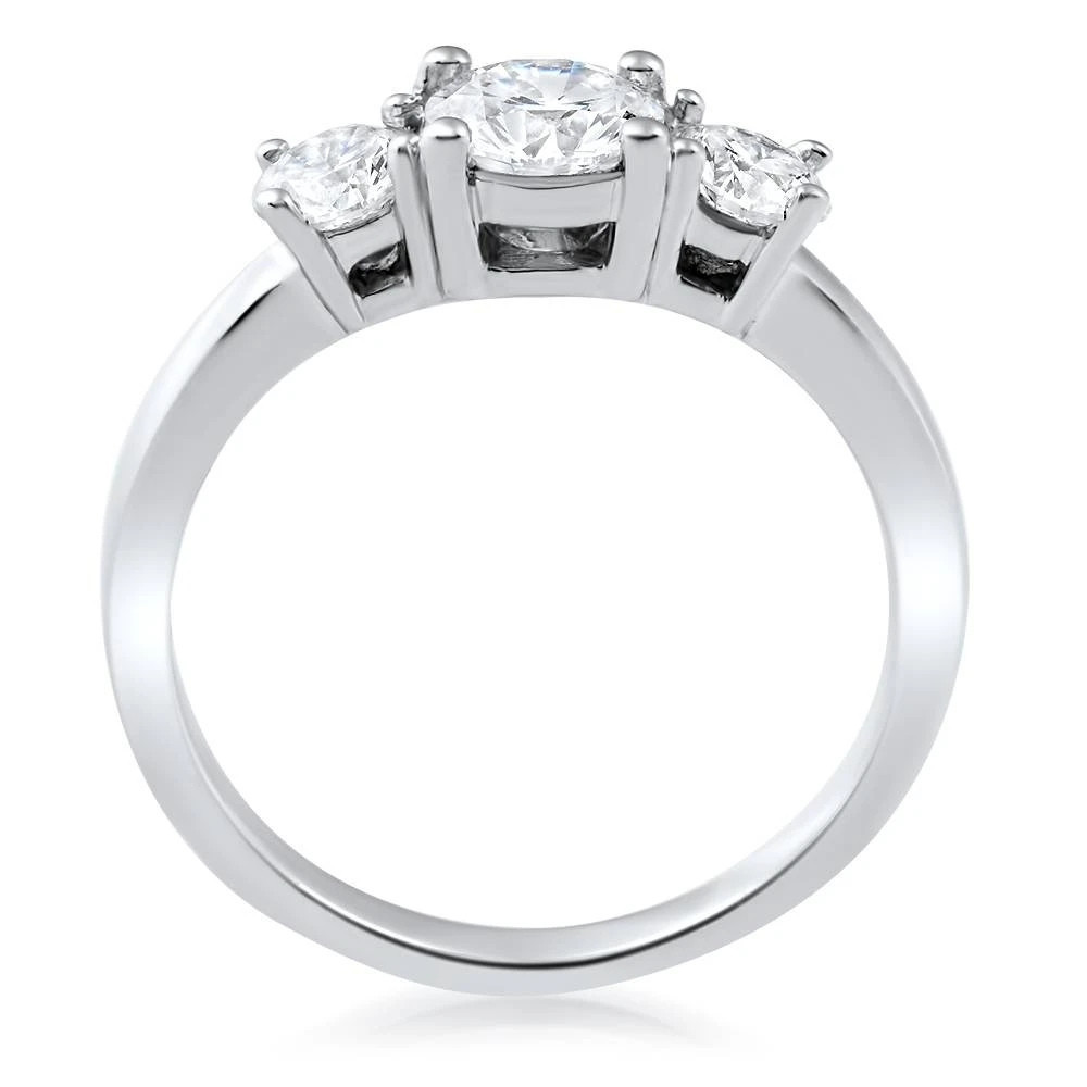 1 1/2ct 3 Stone Round Diamond Engagement Ring 14K White Gold Lab Grown (G-H, VS)