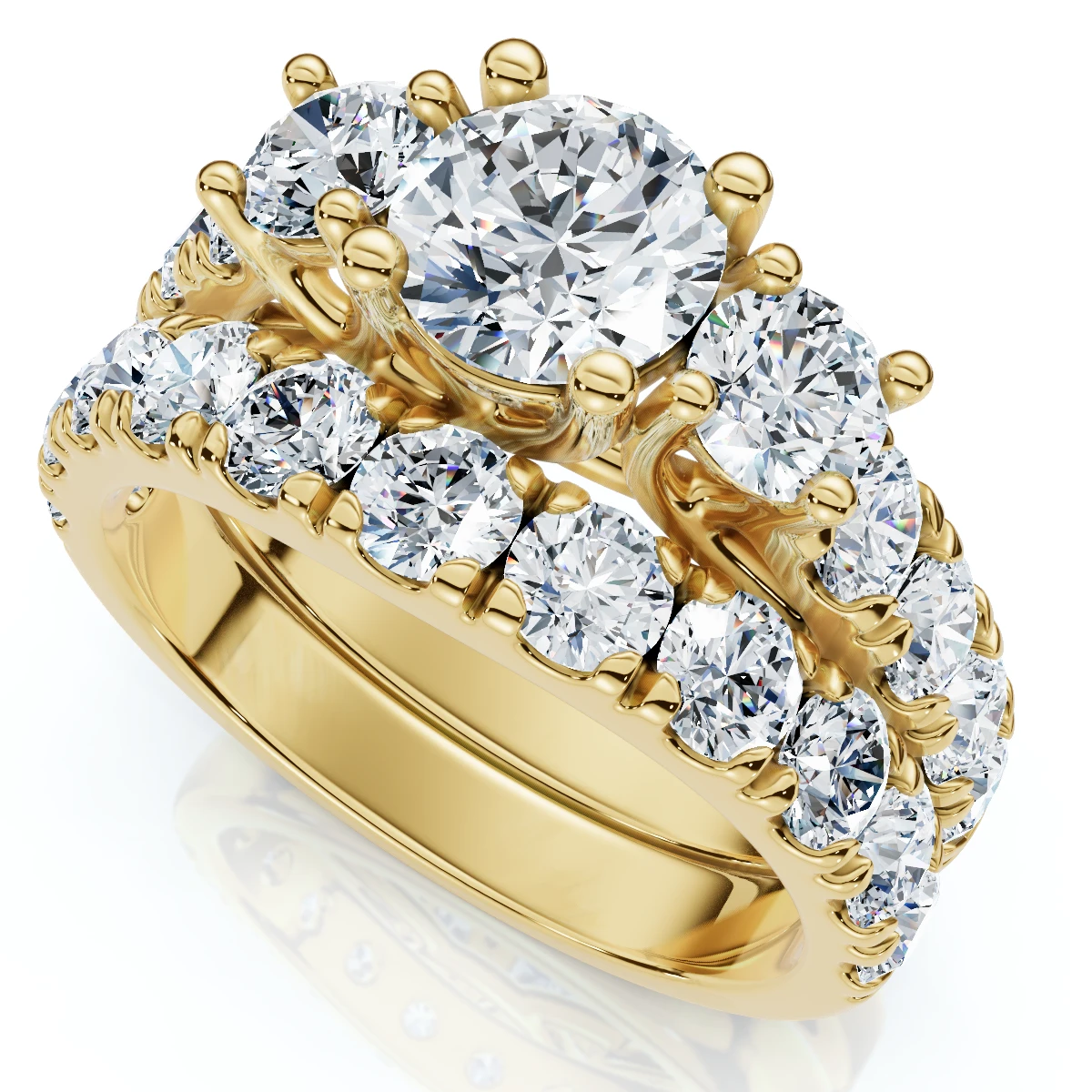 2Ct TW 3-Stone Diamond Engagement Wedding Ring Set 14k Gold or Pt Lab Grown (E-F, VS)