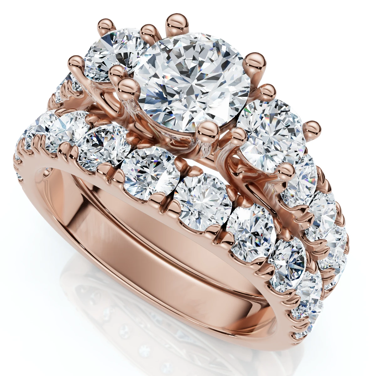 2Ct TW 3-Stone Diamond Engagement Wedding Ring Set 14k Gold or Pt Lab Grown (E-F, VS)