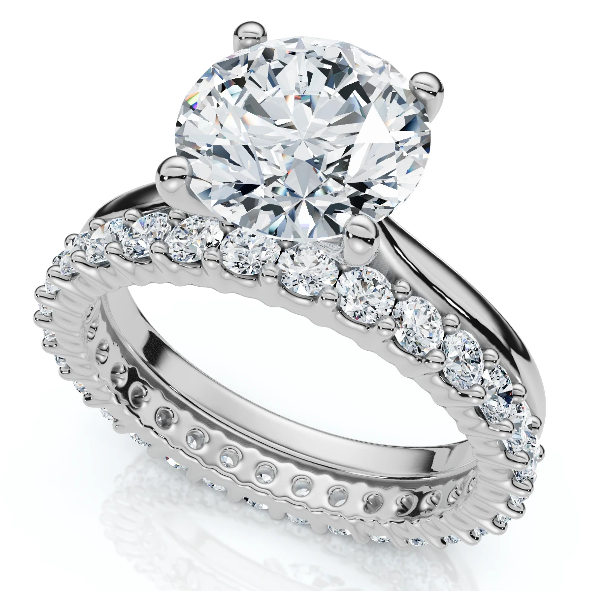 Certified 2.77Ct Solitaire Diamond Ring & Eternity Band 14k Gold or Pt Lab Grown (F-G, VS)