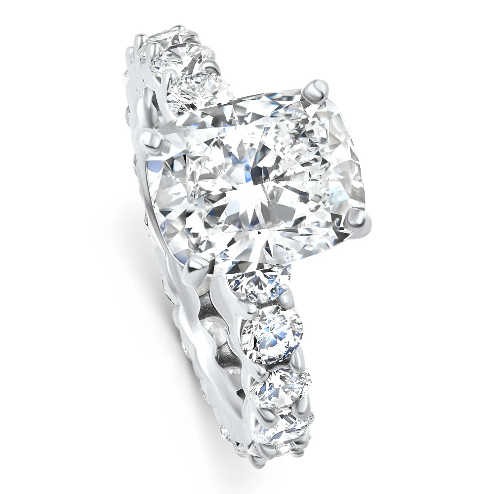 Certified 7.90Ct Cushion Diamond Engagement Eternity Ring Gold Lab Grown (F-G, VS)