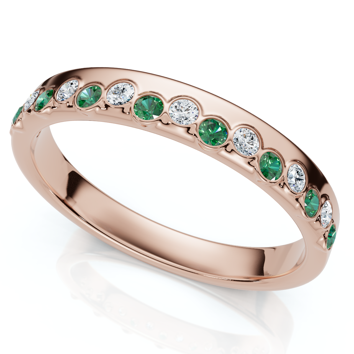 1/5Ct Diamond & Emerald Rhythm Anniversary Band 14k Gold or Platinum Lab Grown (E-F, VS)