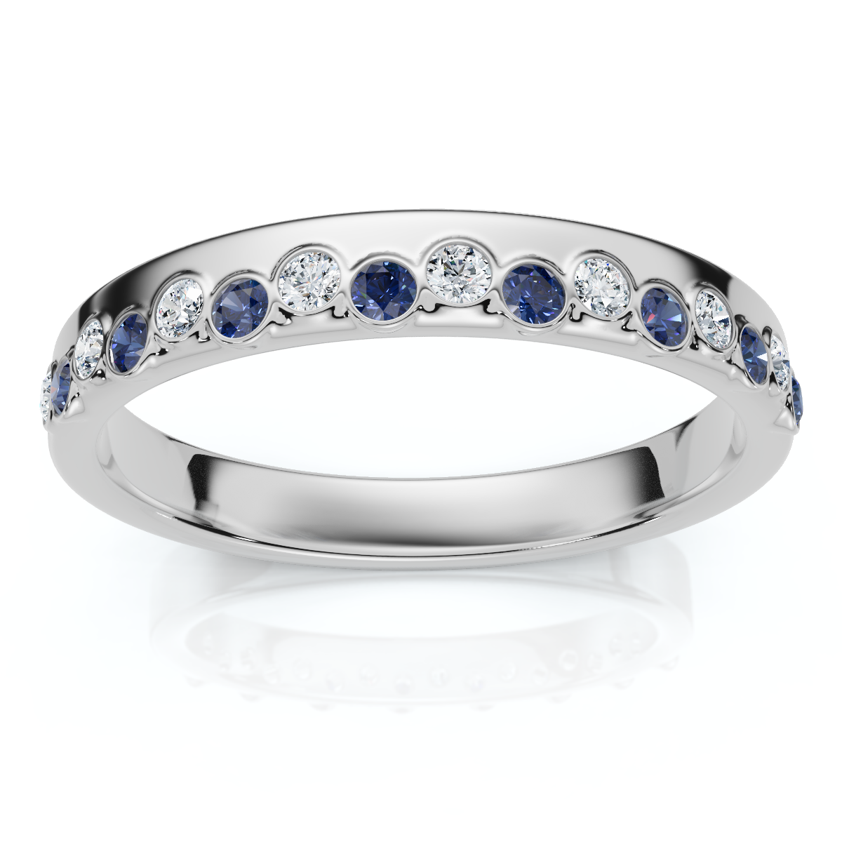 1/5Ct Diamond & Sapphire Rhythm Anniversary Band 14k Gold or Platinum Lab Grown (E-F, VS)