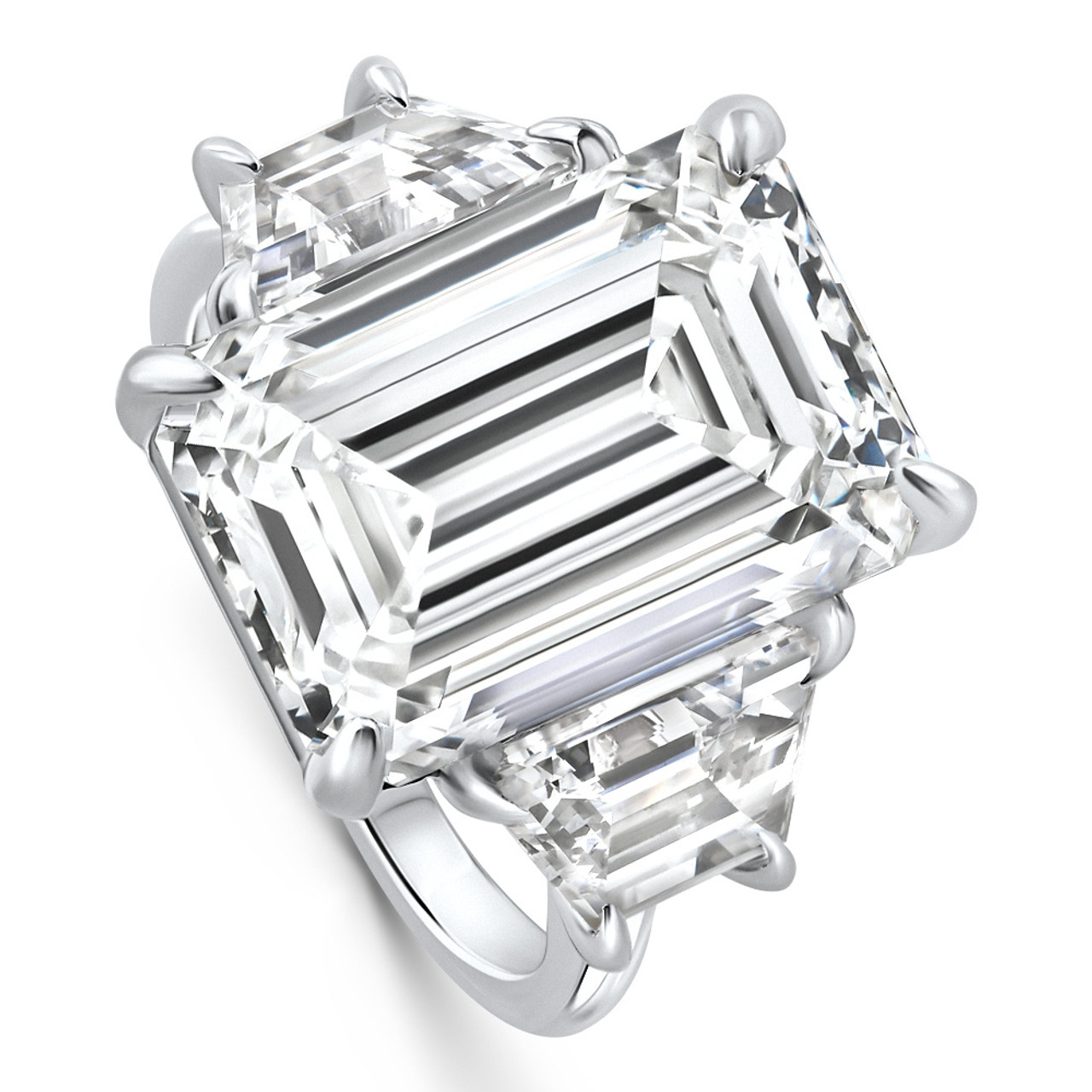 Certified 11.90Ct Emerald Diamond & Trapezoid Engagement Ring Lab Grown 14k Gold (D-E, VS) Certified 11.90Ct Emerald Diamond & Trapezoid Engagement Ring Lab Grown 14k Gold (D-E, VS)