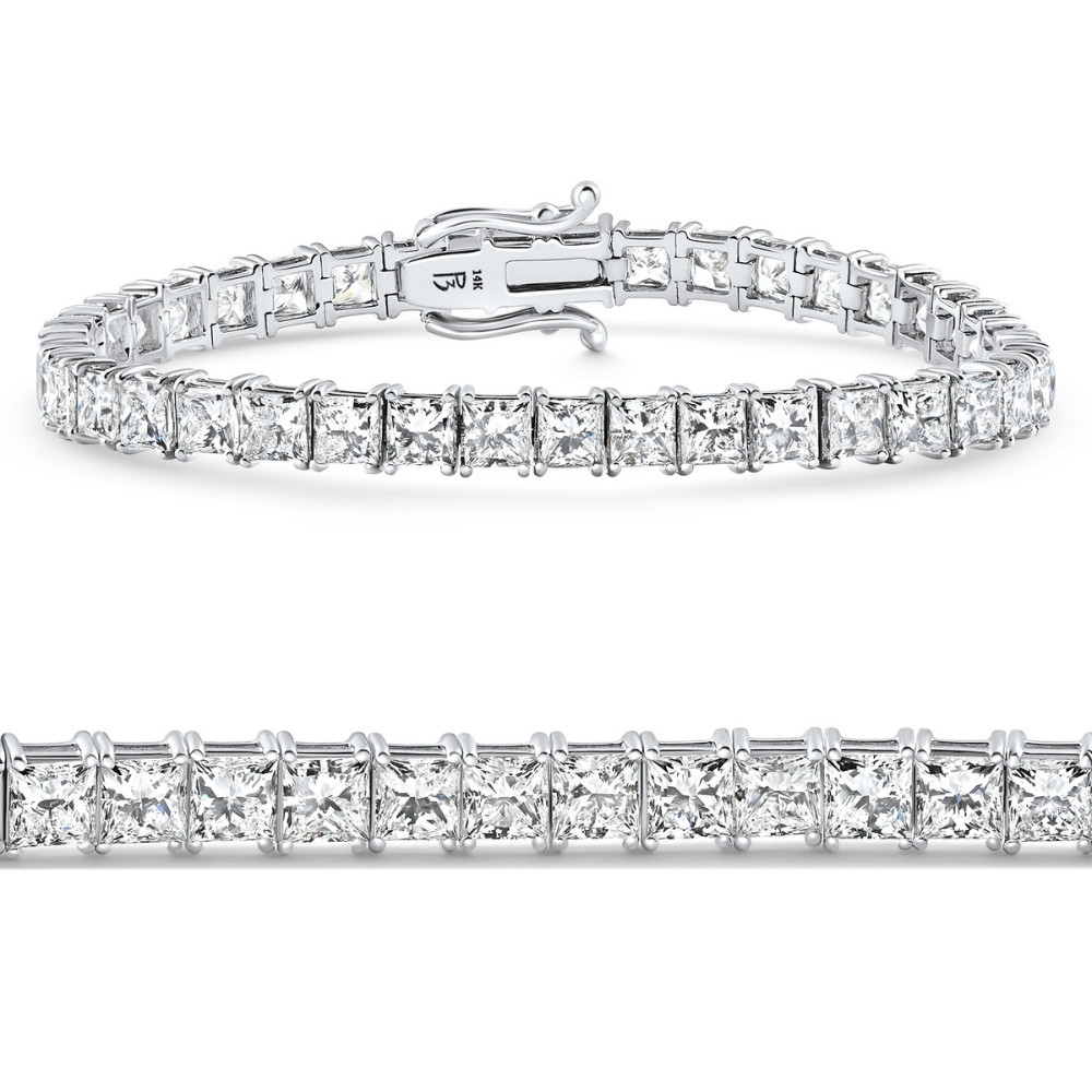 16.30Ct Princess Cut Diamond 7" Tennis Bracelet 14k Gold Lab Grown (E-F, VS)