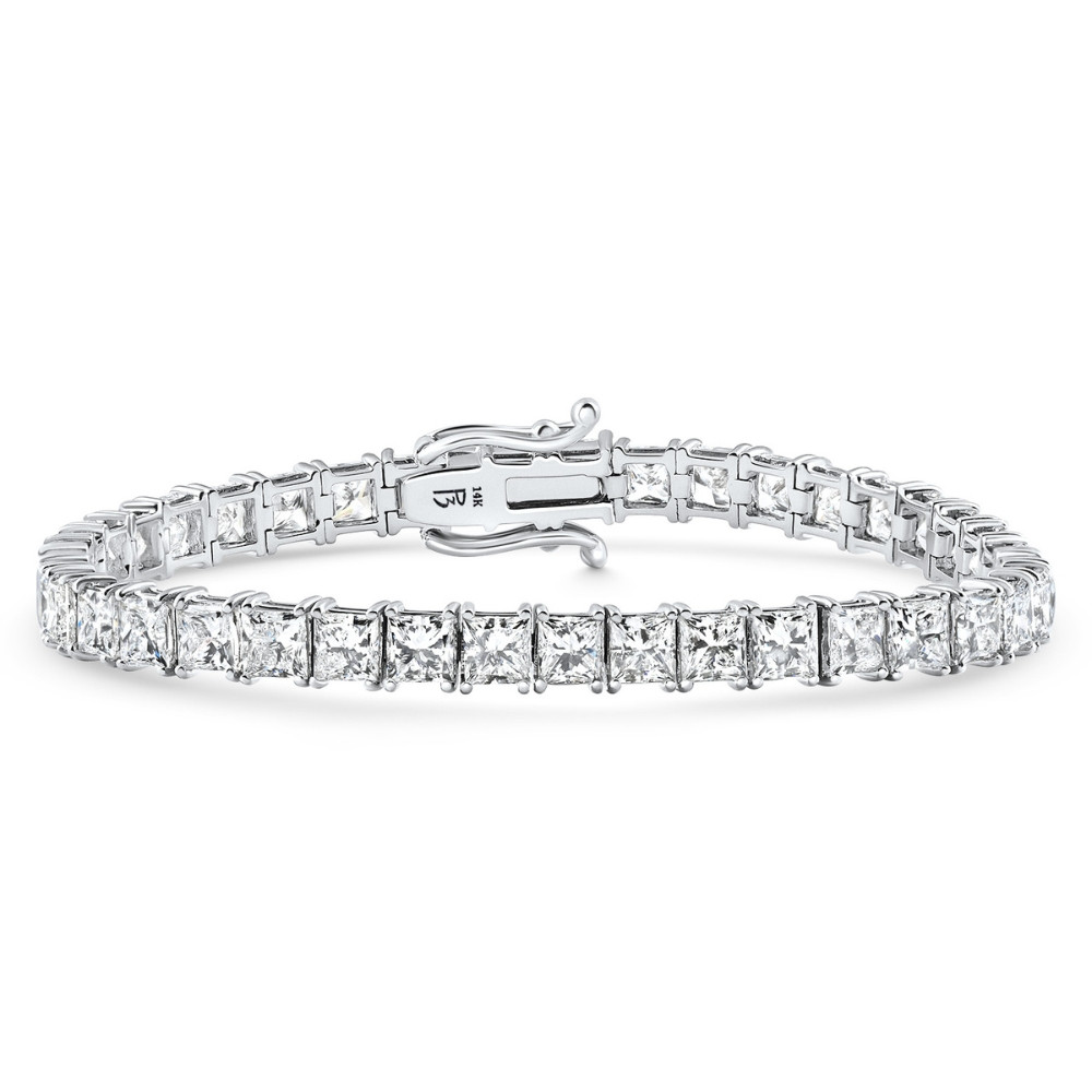 16.30Ct Princess Cut Diamond 7" Tennis Bracelet 14k Gold Lab Grown (E-F, VS)