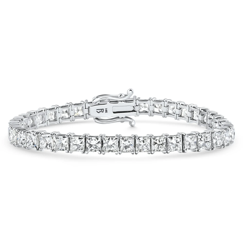 16.30Ct Princess Cut Diamond 7" Tennis Bracelet 14k Gold Lab Grown (E-F, VS)
