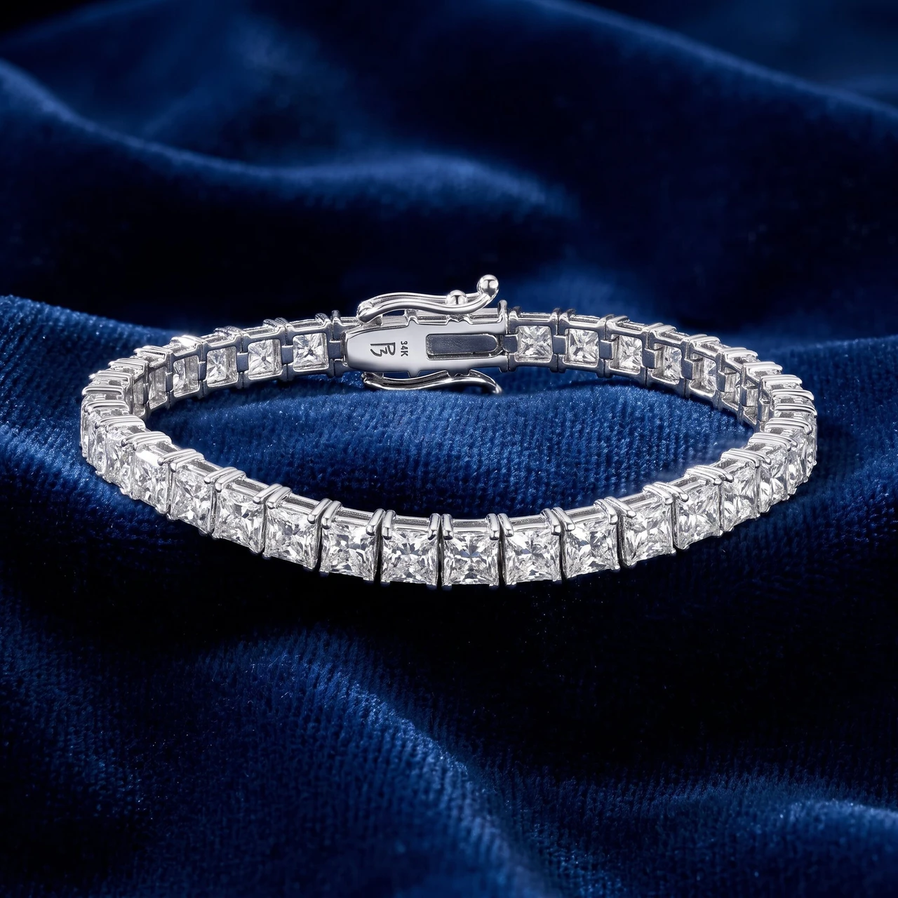 16.30Ct Princess Cut Diamond 7" Tennis Bracelet 14k Gold Lab Grown (E-F, VS)