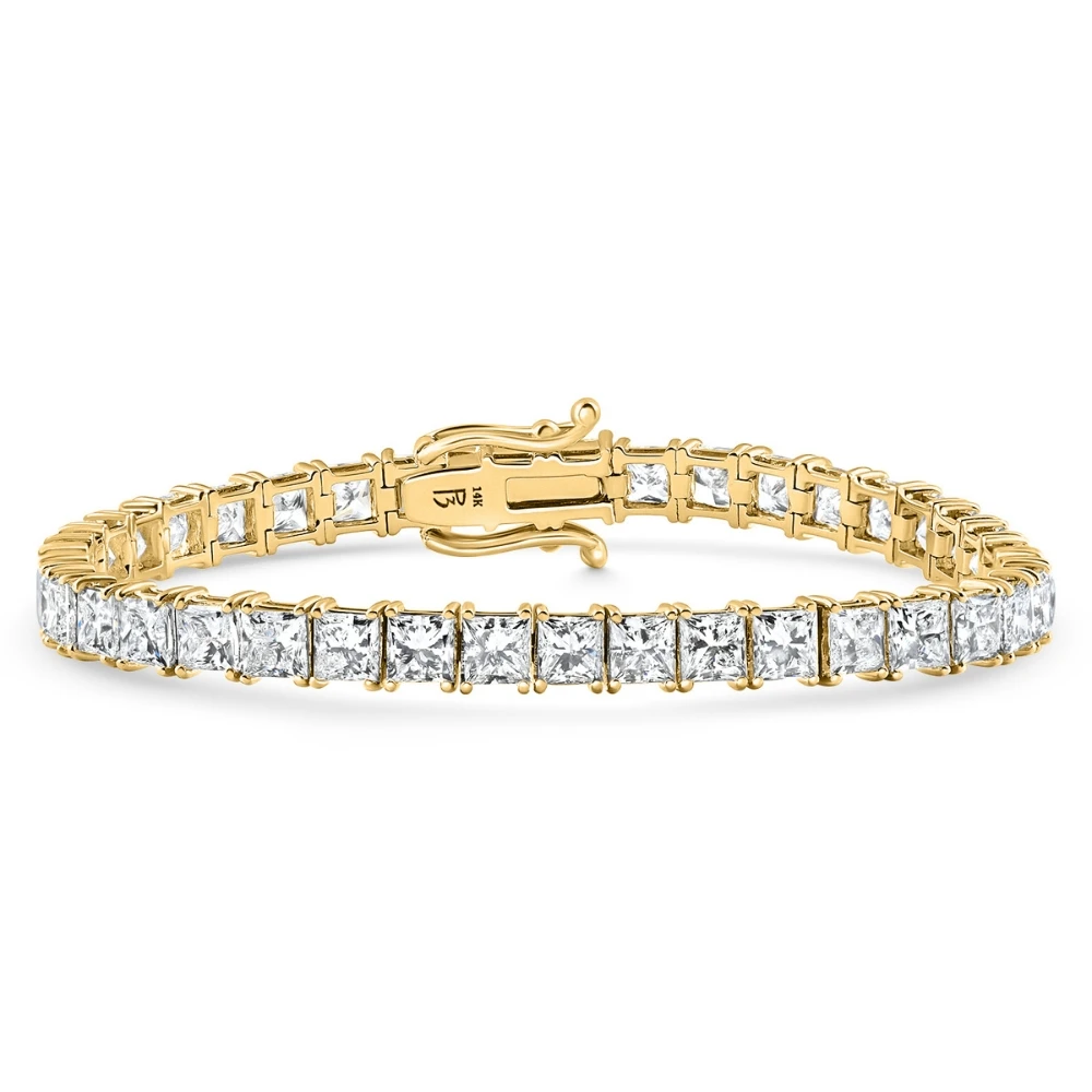 16.30Ct Princess Cut Diamond 7" Tennis Bracelet 14k Gold Lab Grown (E-F, VS)
