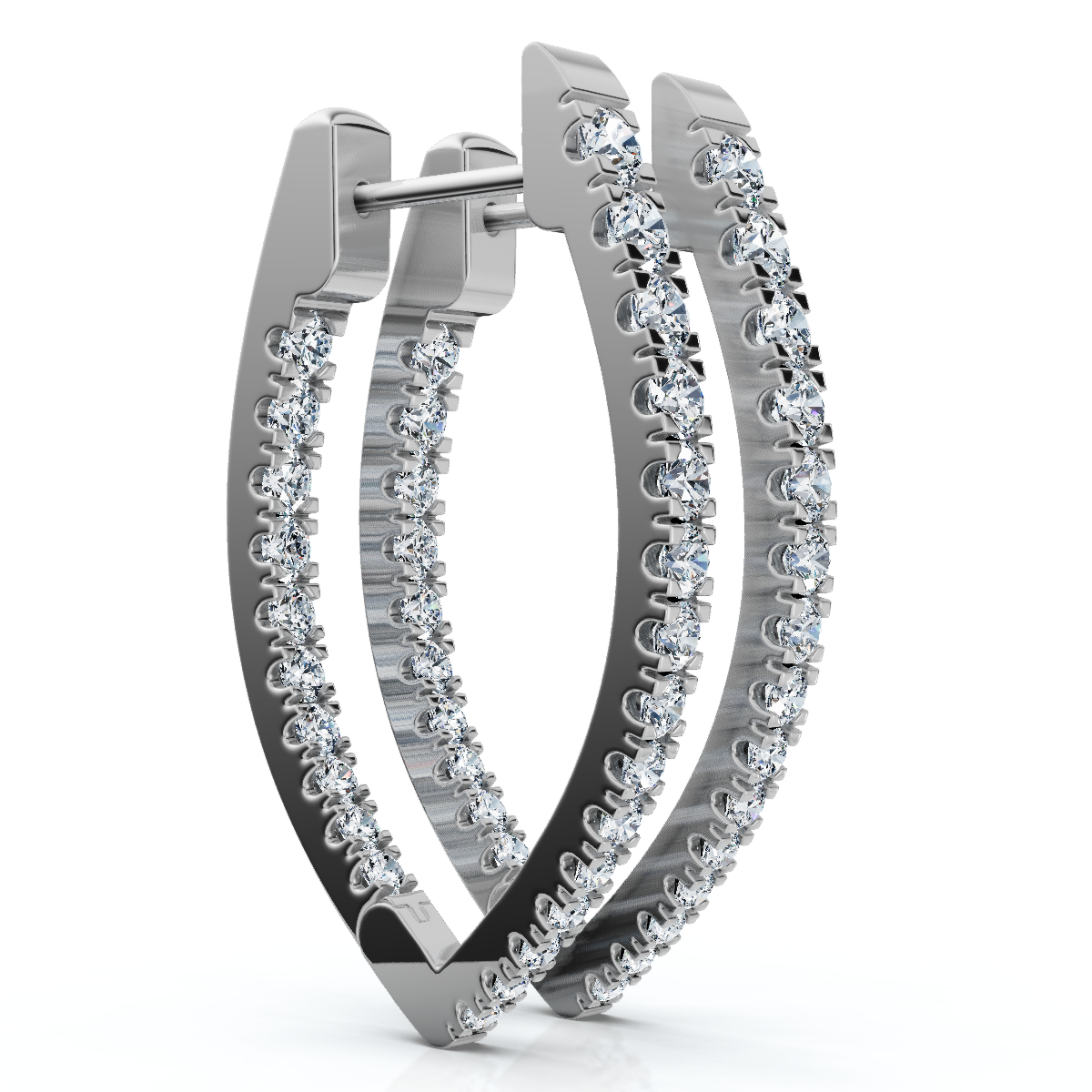 .90Ct Diamond Hoops Inside Outside Gold Lab Grown 1" Tall (F-G, VS)