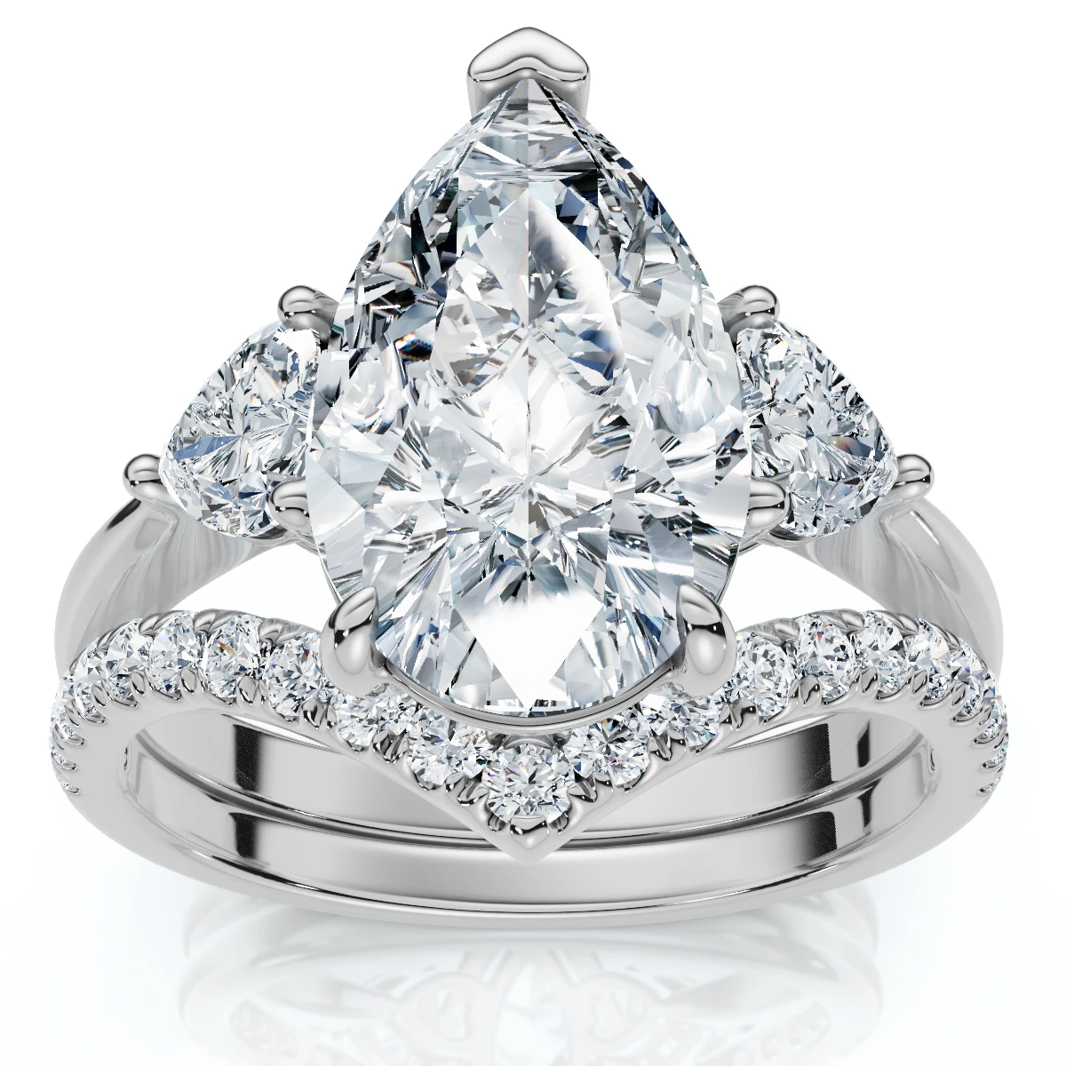 Certified 3.60Ct  Diamond Engagement Wedding Ring Set 14k Gold or Pt Lab Grown (E-F, VS)