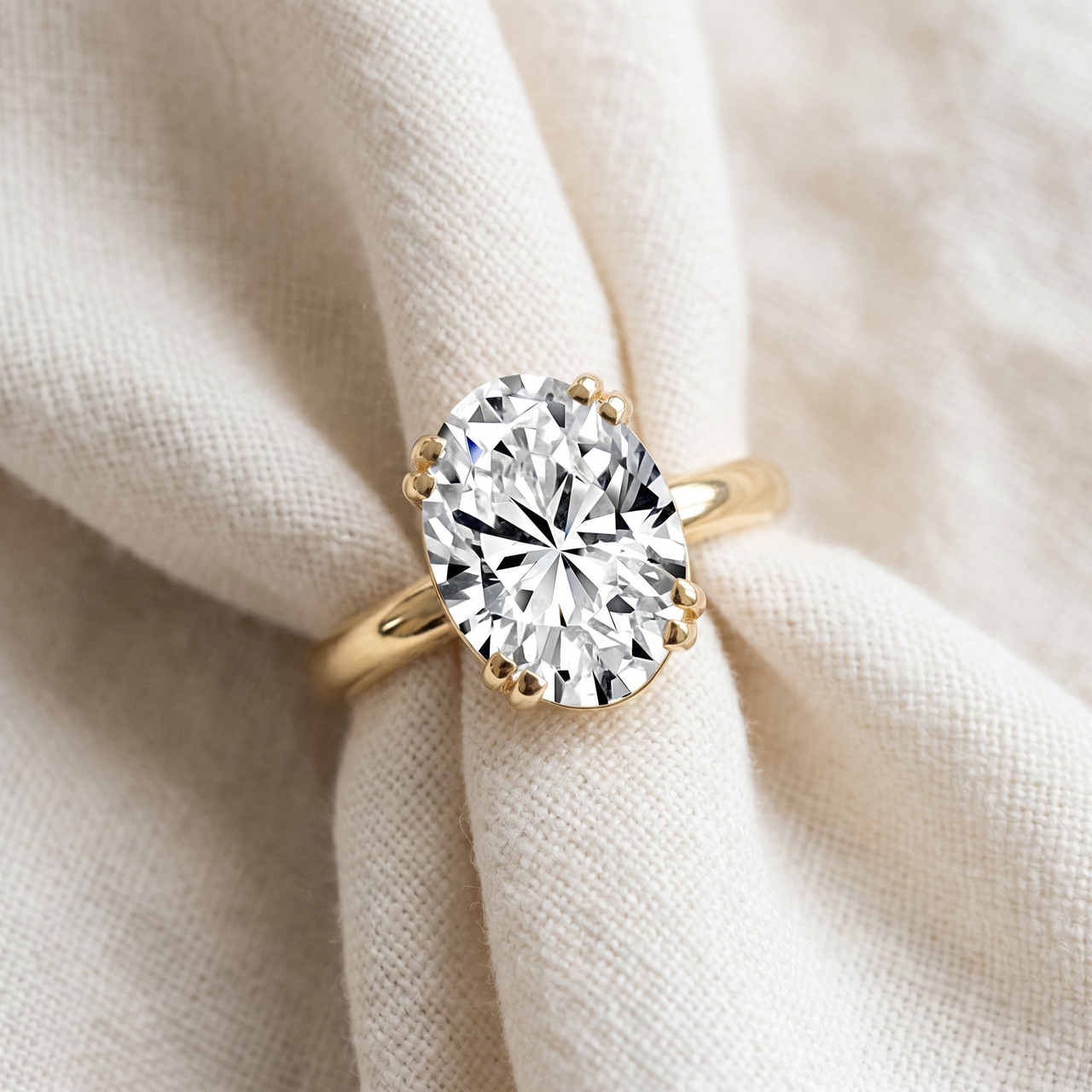 Certified 4Ct Oval Diamond Solitaire Engagement Ring Lab Grown (G-H, VS)