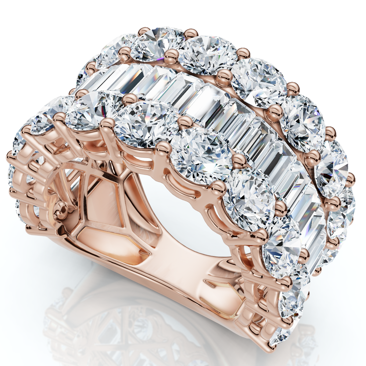 7.50Ct Baguette & Round Diamond Ring 10k Gold Lab Grown (E-F, VS)