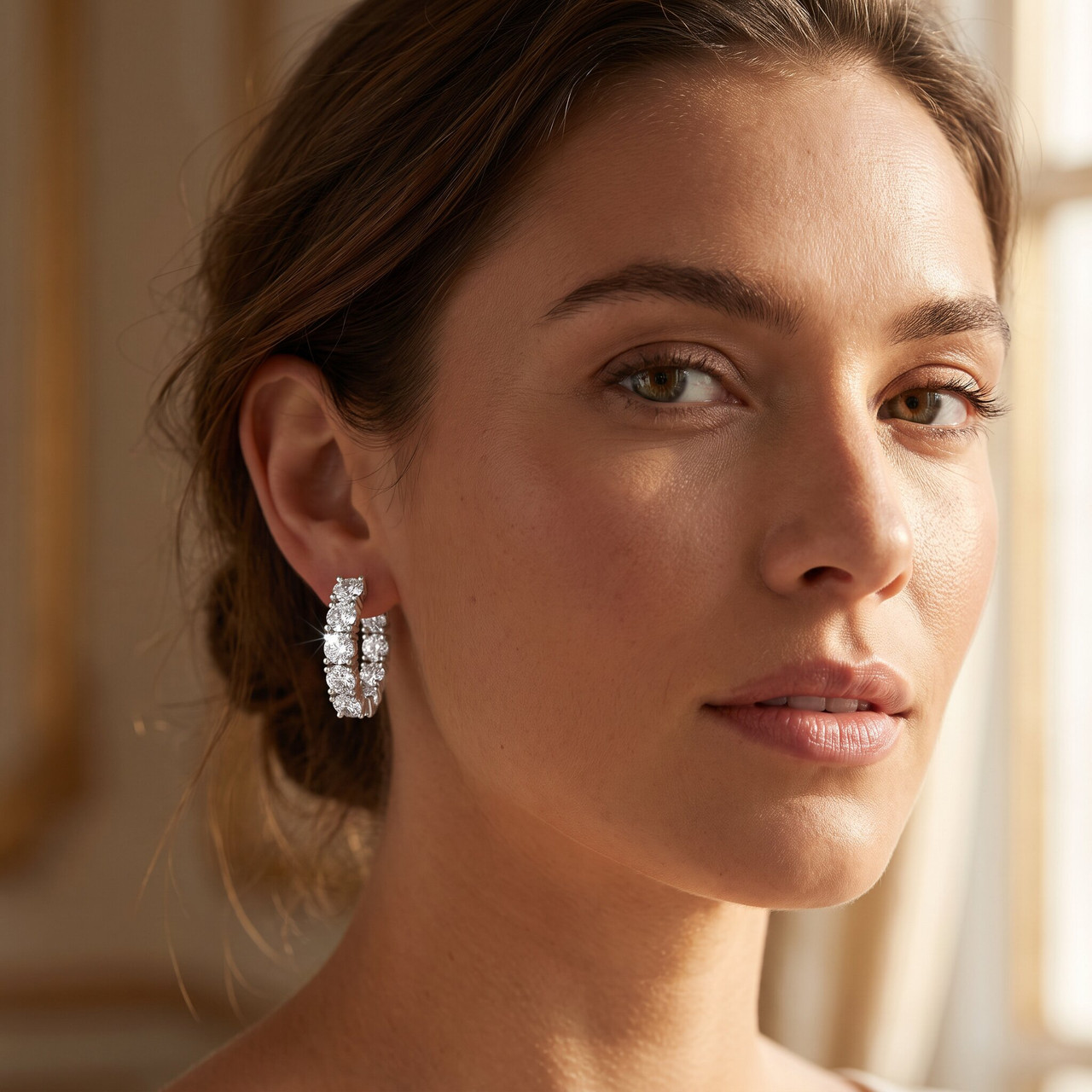 1Ct Diamond Hoops Women's Earrings 10k Gold Lab Grown (E-F, VS)