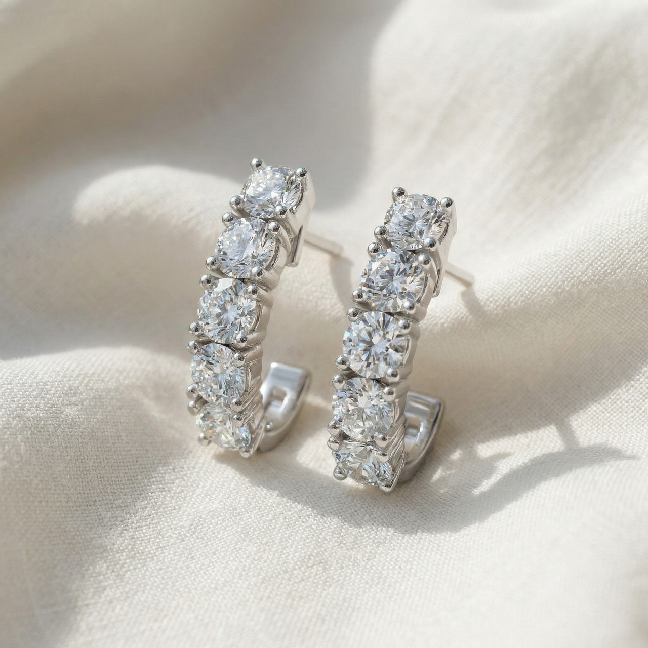 1Ct Diamond Hoops Women's Earrings 10k Gold Lab Grown (E-F, VS)