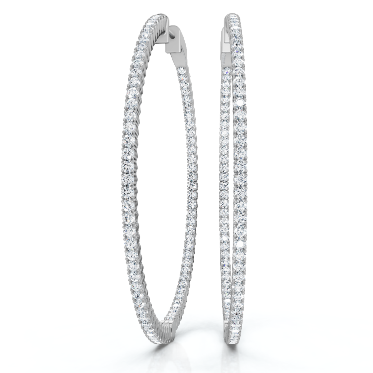 1 3/4Ct Diamond Inside Outside 2" Tall Hoops Earrings Lab Grown (E-F, VS)